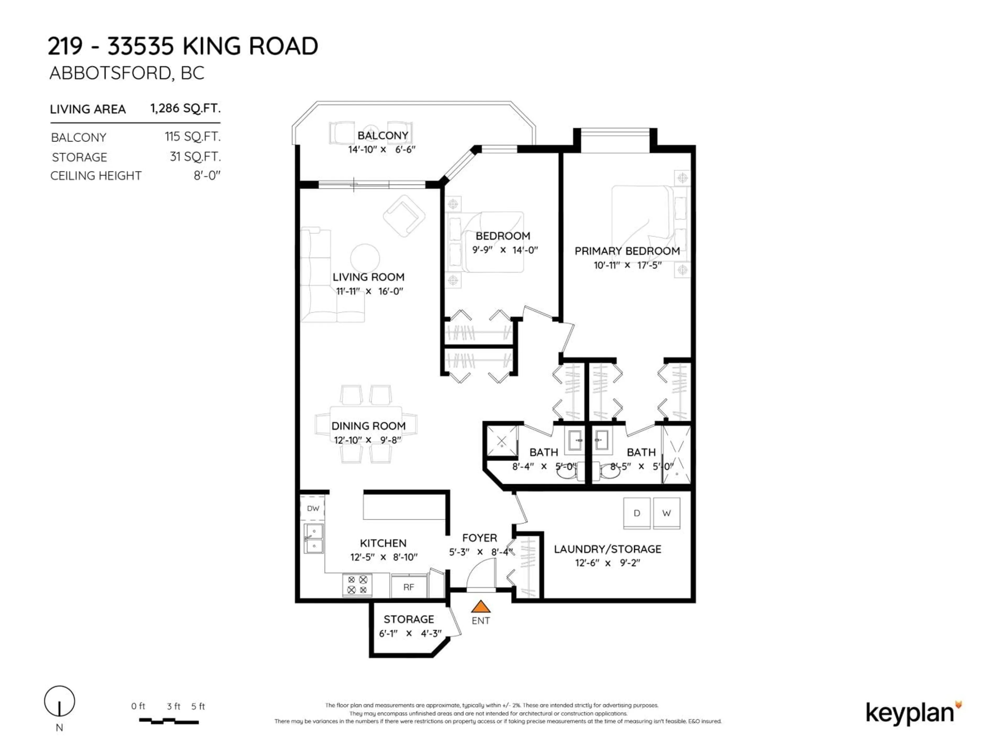 Floor plan for 219 - 33535 KING ROAD, Abbotsford British Columbia V2S6Z5