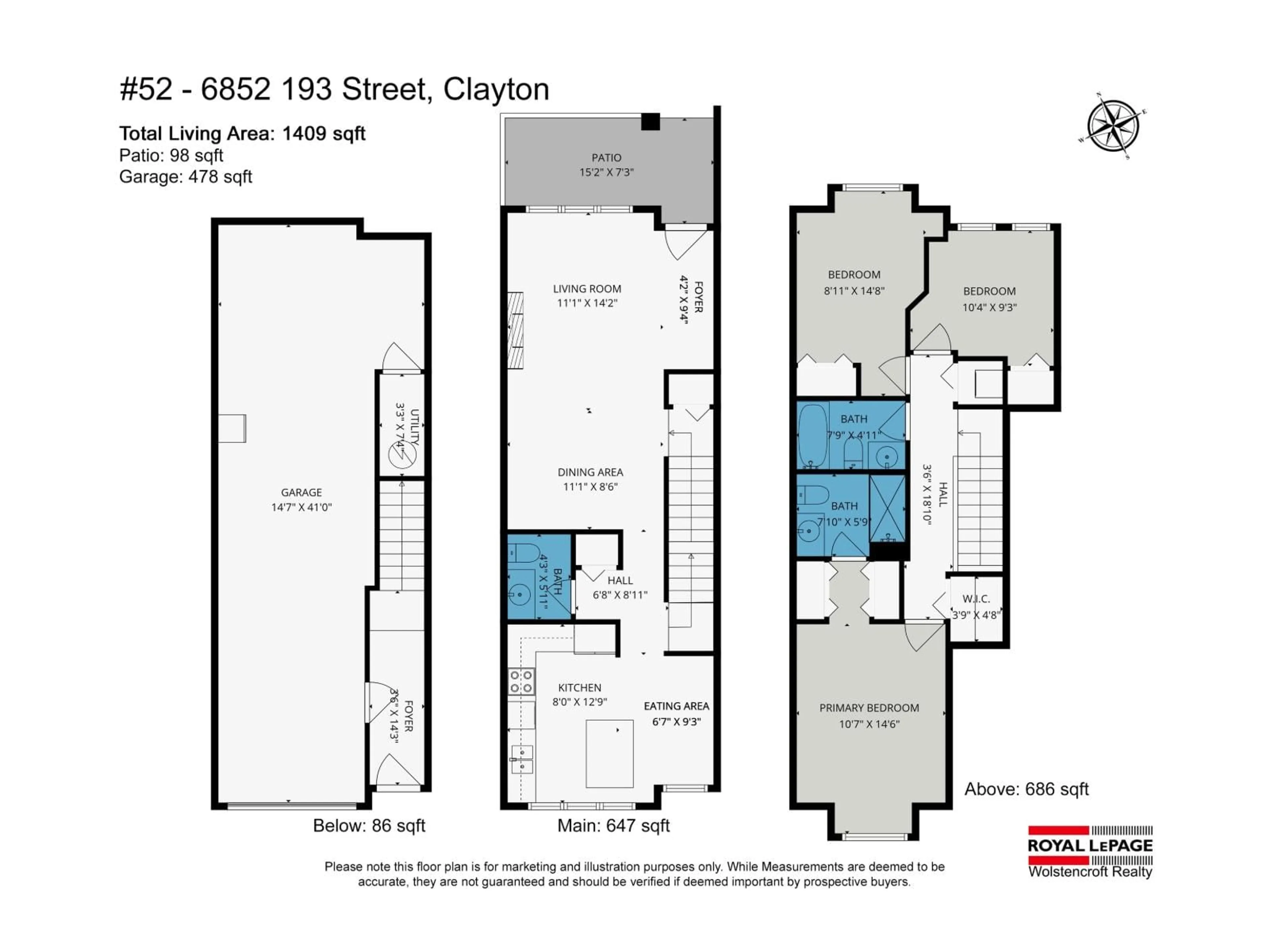 Floor plan for 52 - 6852 193 STREET, Surrey British Columbia V4N0C8