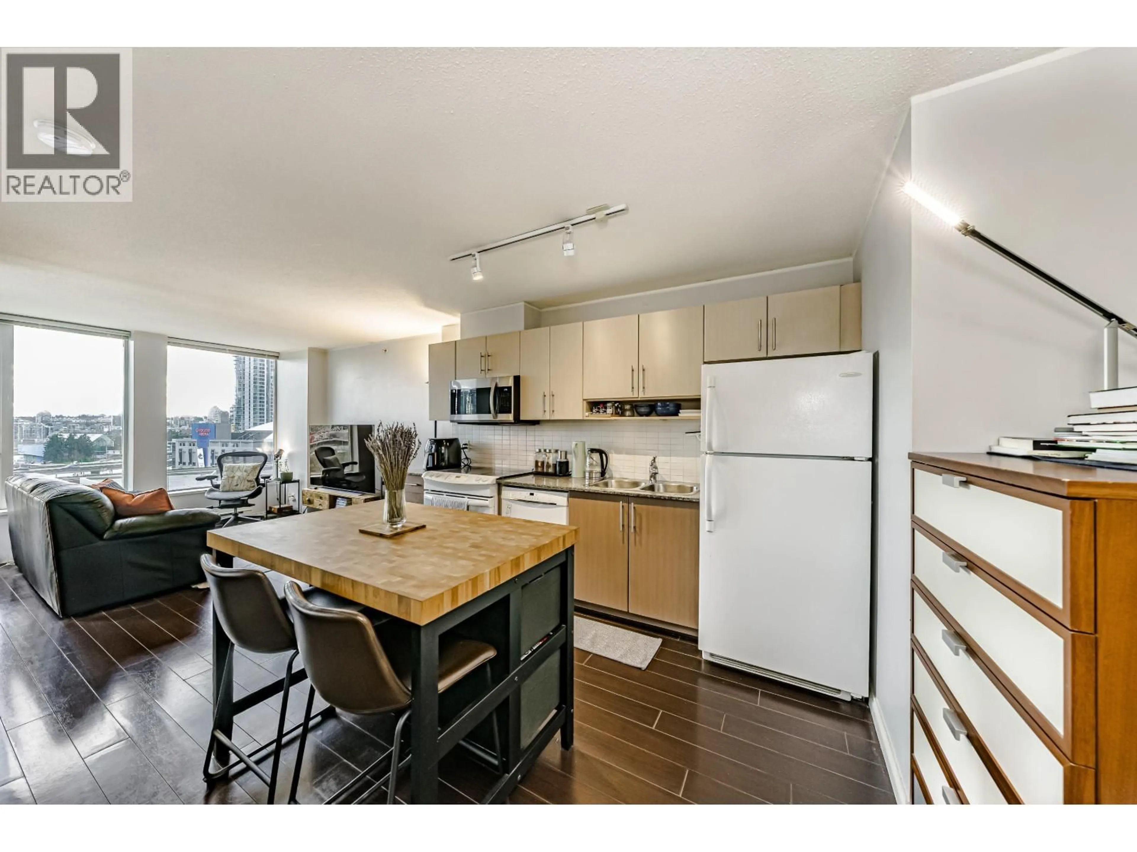 Open concept kitchen, wood/laminate floor for 1201 - 550 TAYLOR STREET, Vancouver British Columbia V6B1R1