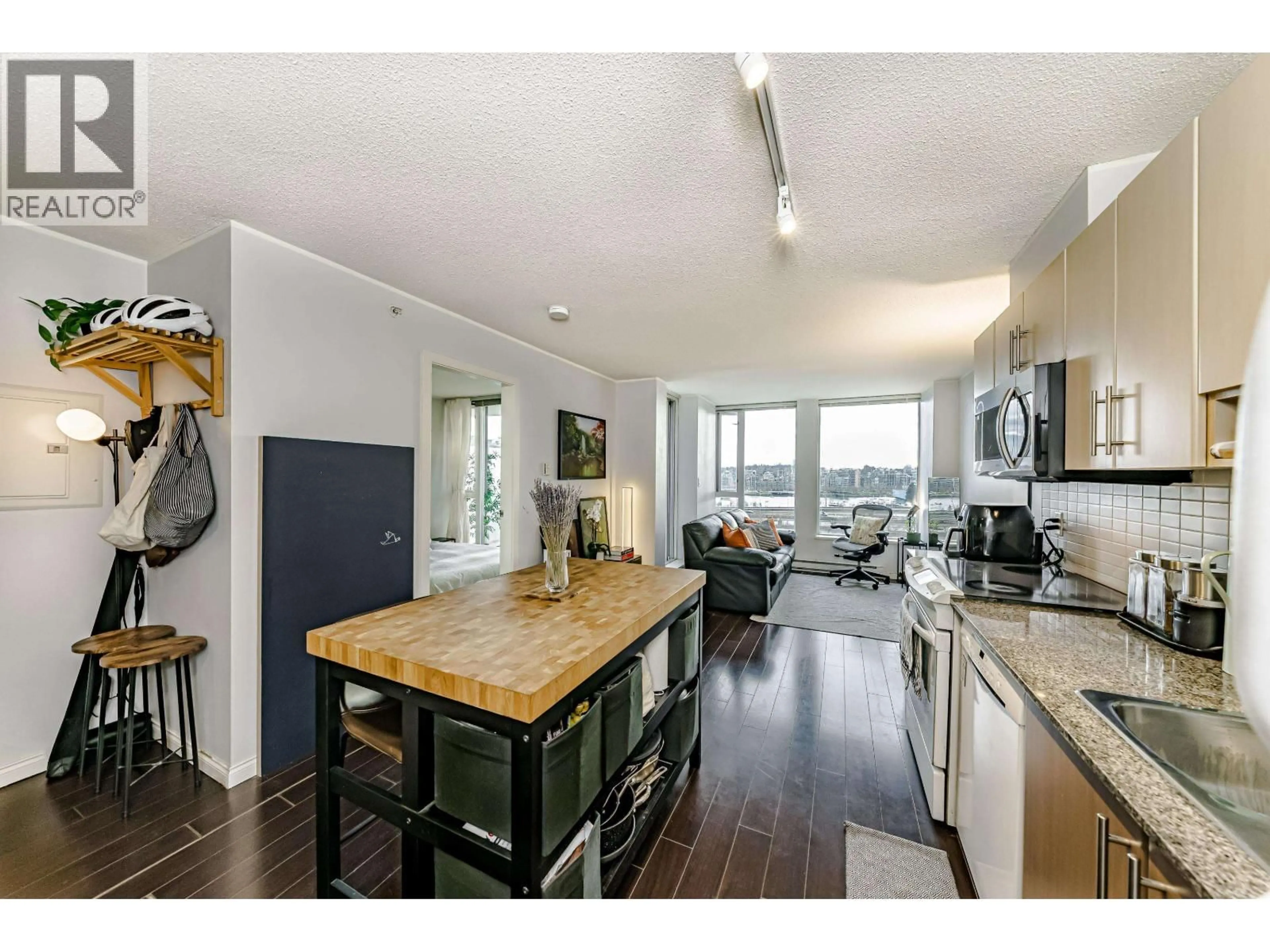 Open concept kitchen, wood/laminate floor for 1201 - 550 TAYLOR STREET, Vancouver British Columbia V6B1R1