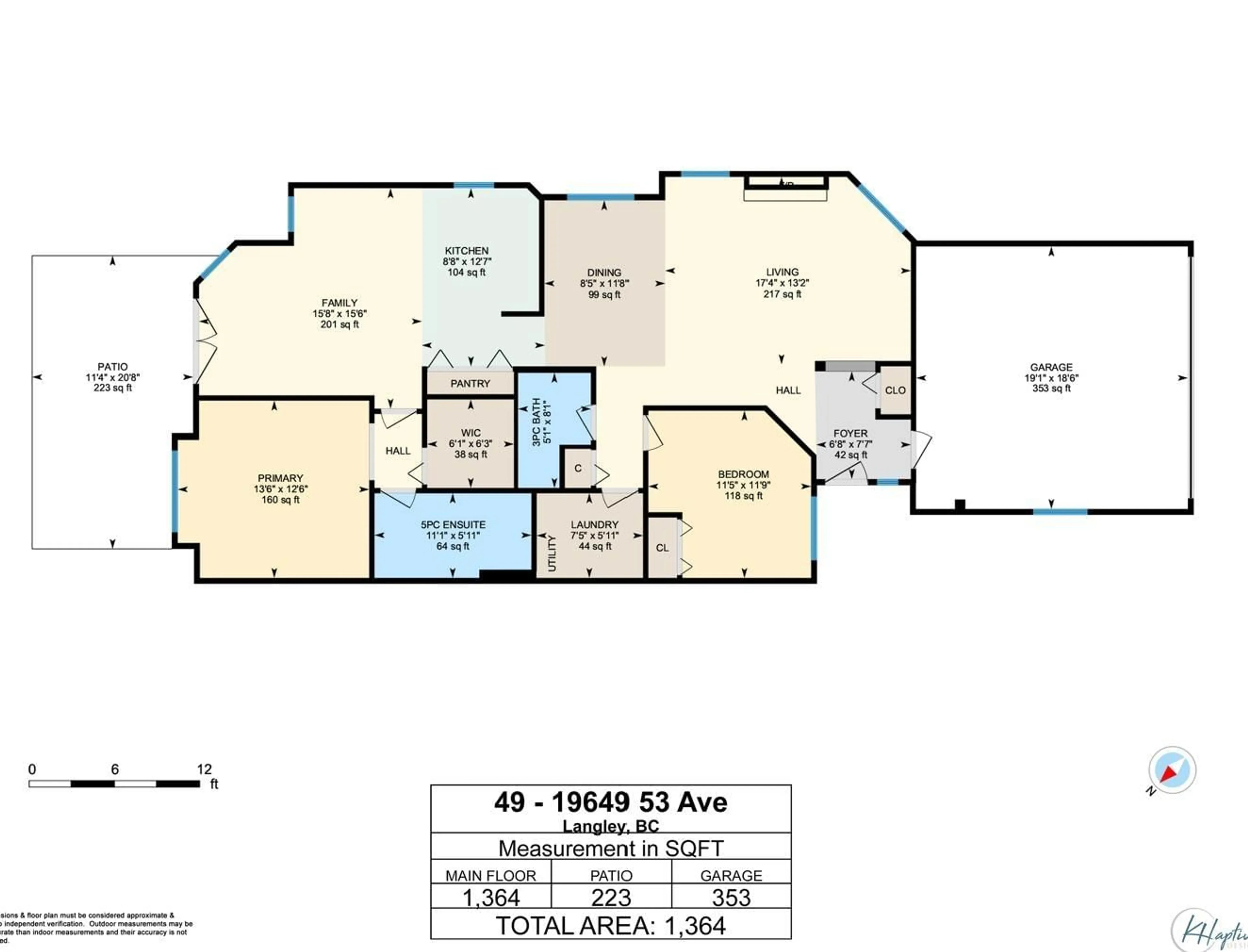 Floor plan for 49 - 19649 53RD AVENUE, Langley British Columbia V3A8C5