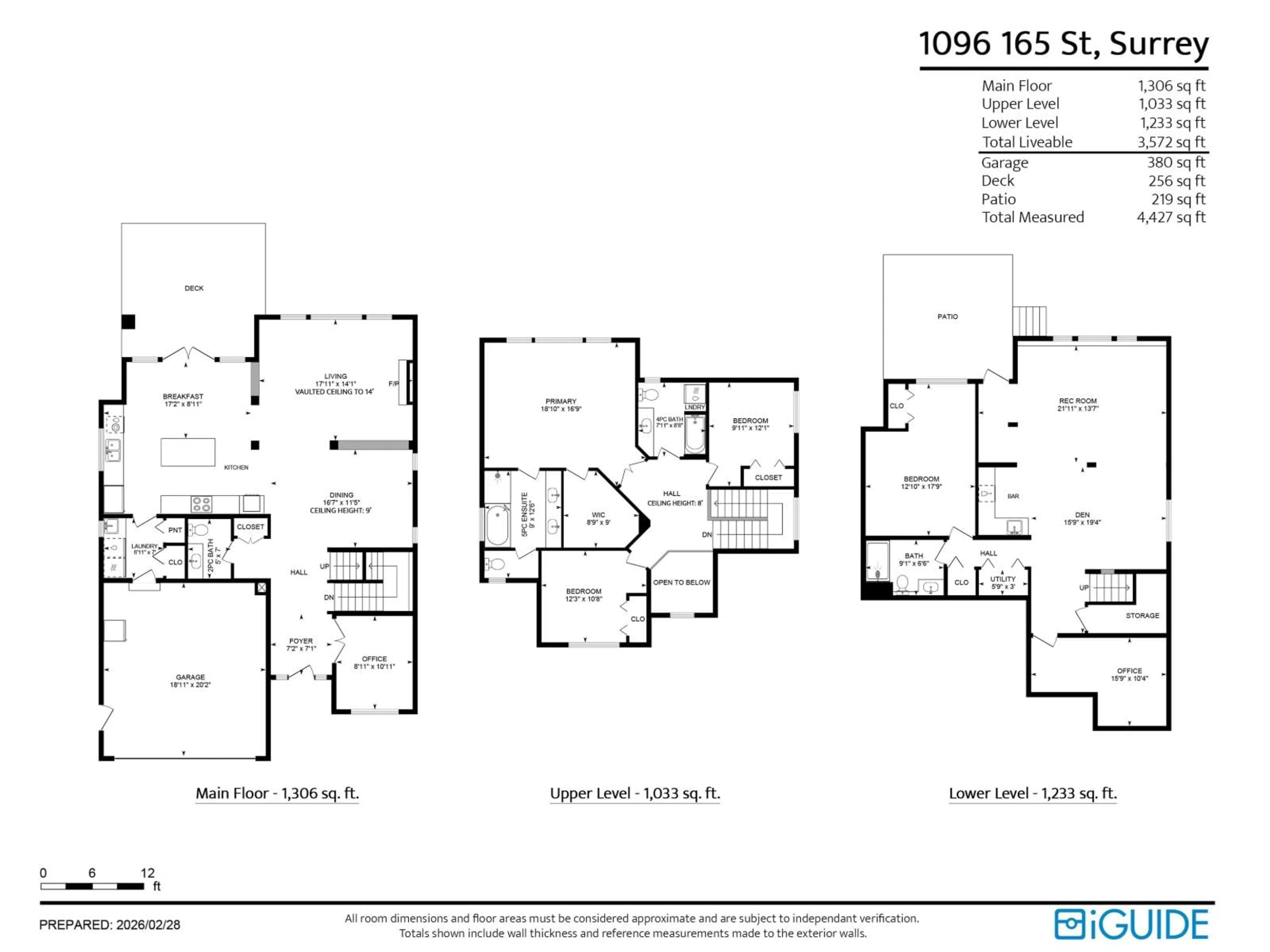 Floor plan for 1096 165 STREET, Surrey British Columbia V4A9A2