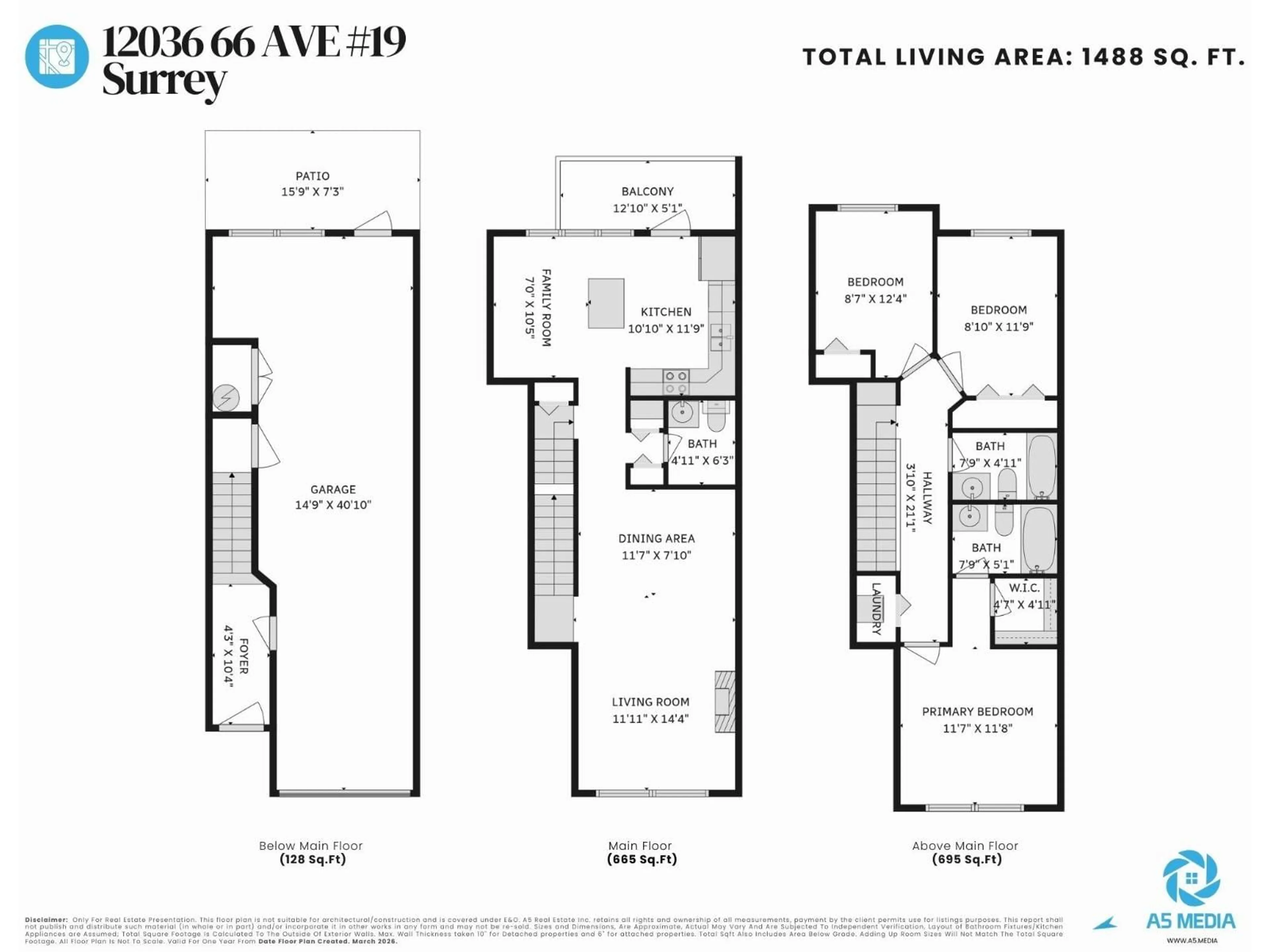 Floor plan for 19 - 12036 66 AVENUE, Surrey British Columbia V4A1P9