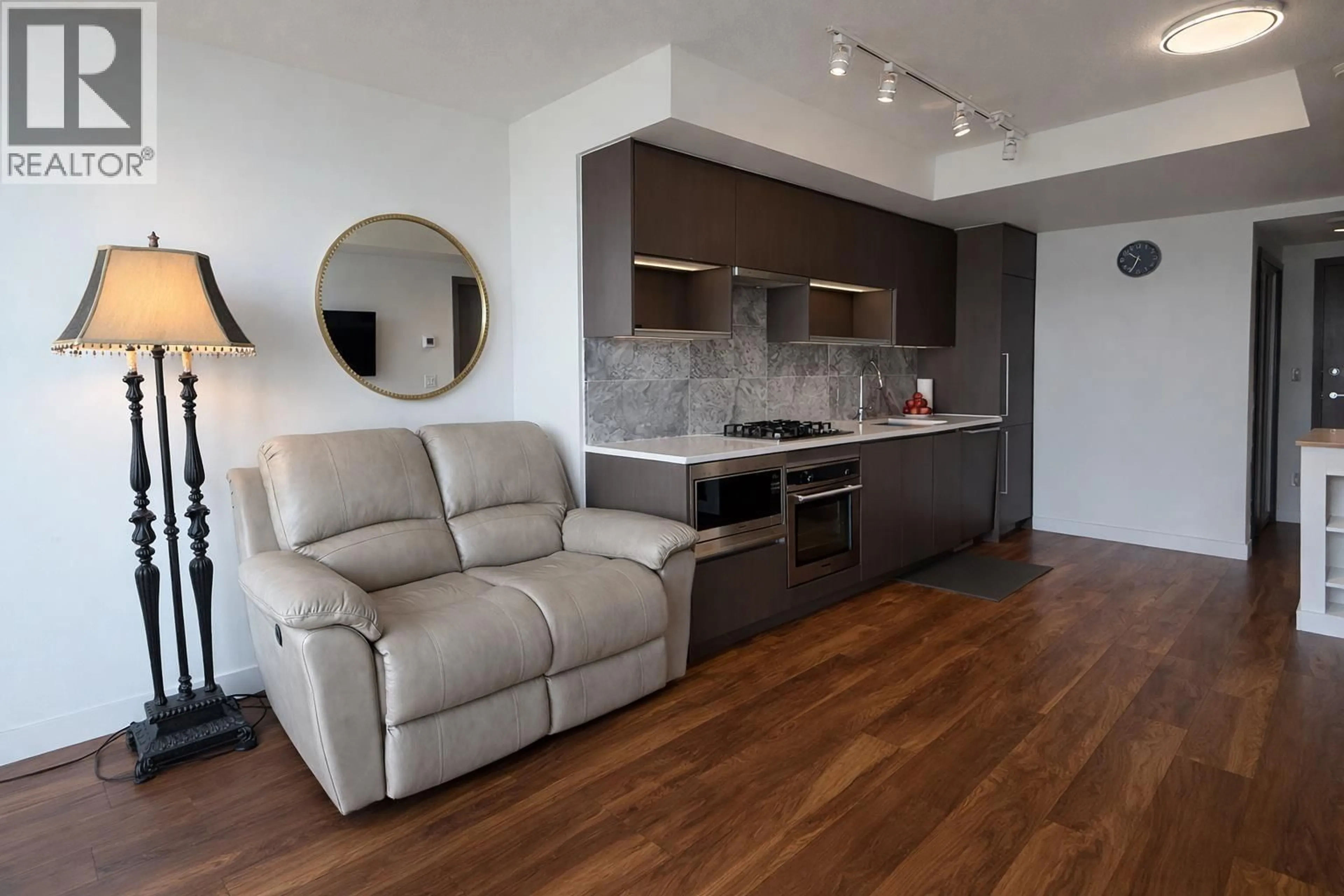Living room with furniture, wood/laminate floor for 1609 - 8988 PATTERSON ROAD, Richmond British Columbia V6X0R2