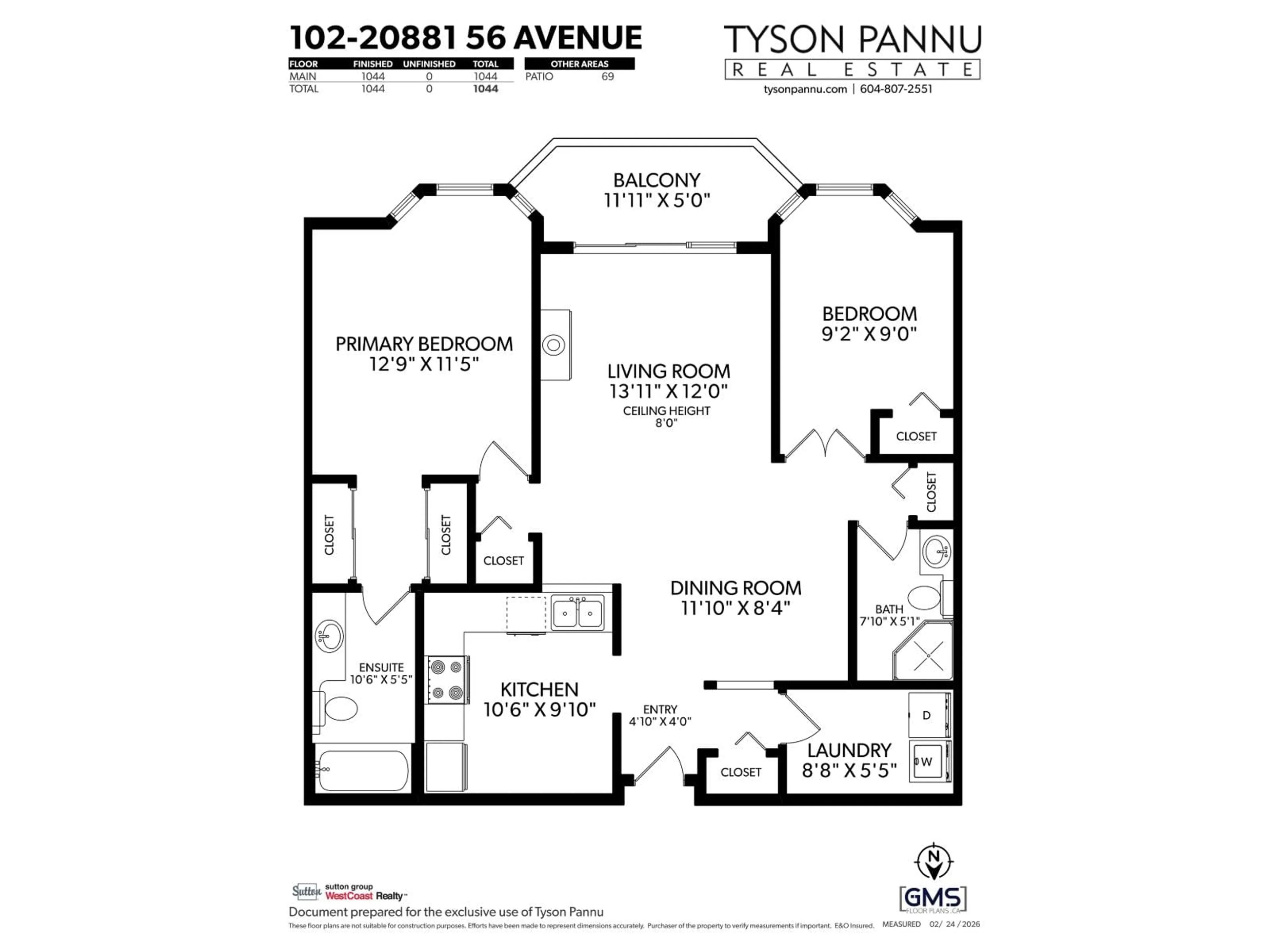 Floor plan for 102 - 20881 56 AVENUE, Langley British Columbia V3A3Z3