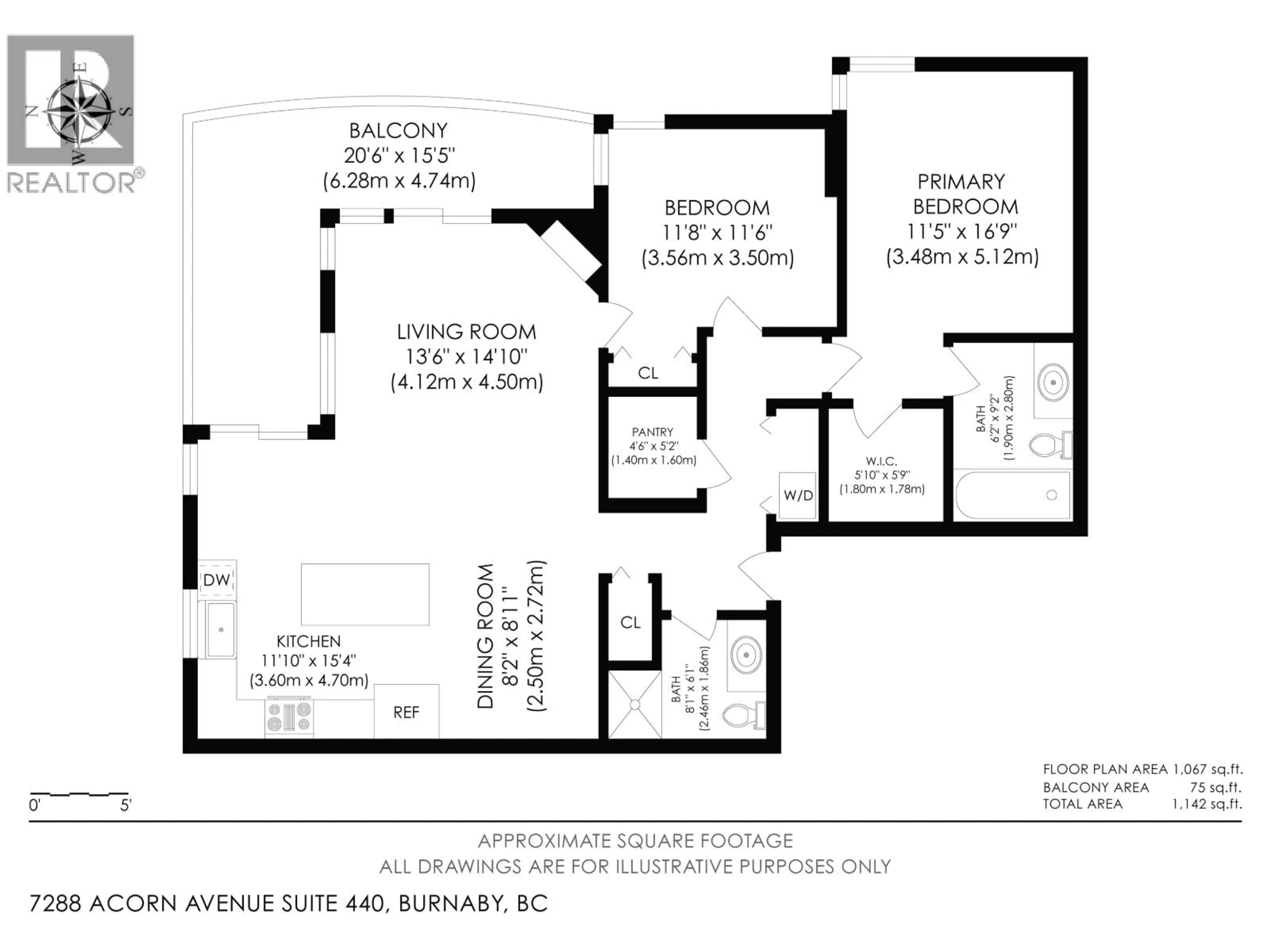 Floor plan for 440 - 7288 ACORN AVENUE, Burnaby British Columbia V5E4H6