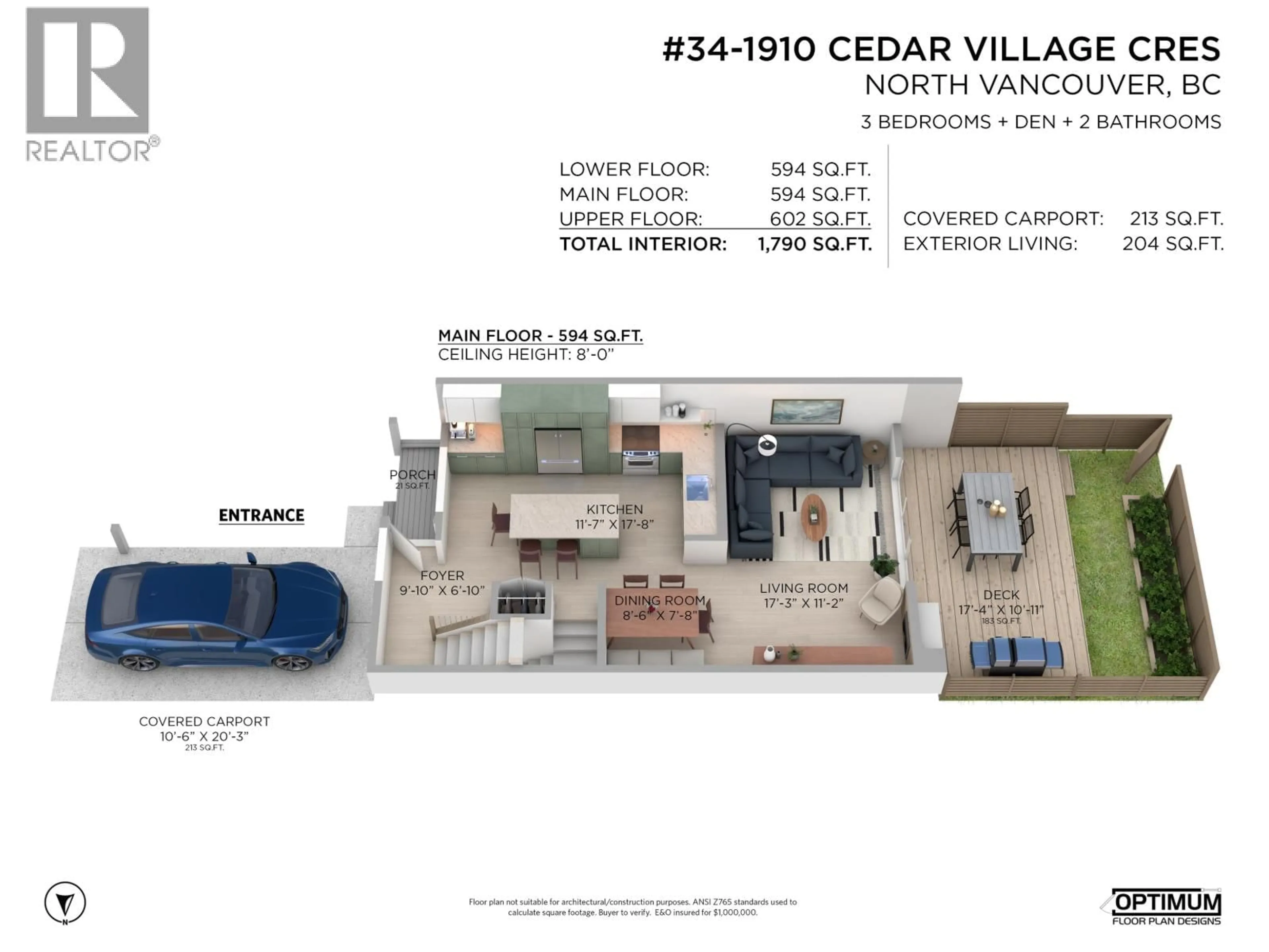Floor plan for 34 - 1910 CEDAR VILLAGE CRESCENT, North Vancouver British Columbia V7J3L8