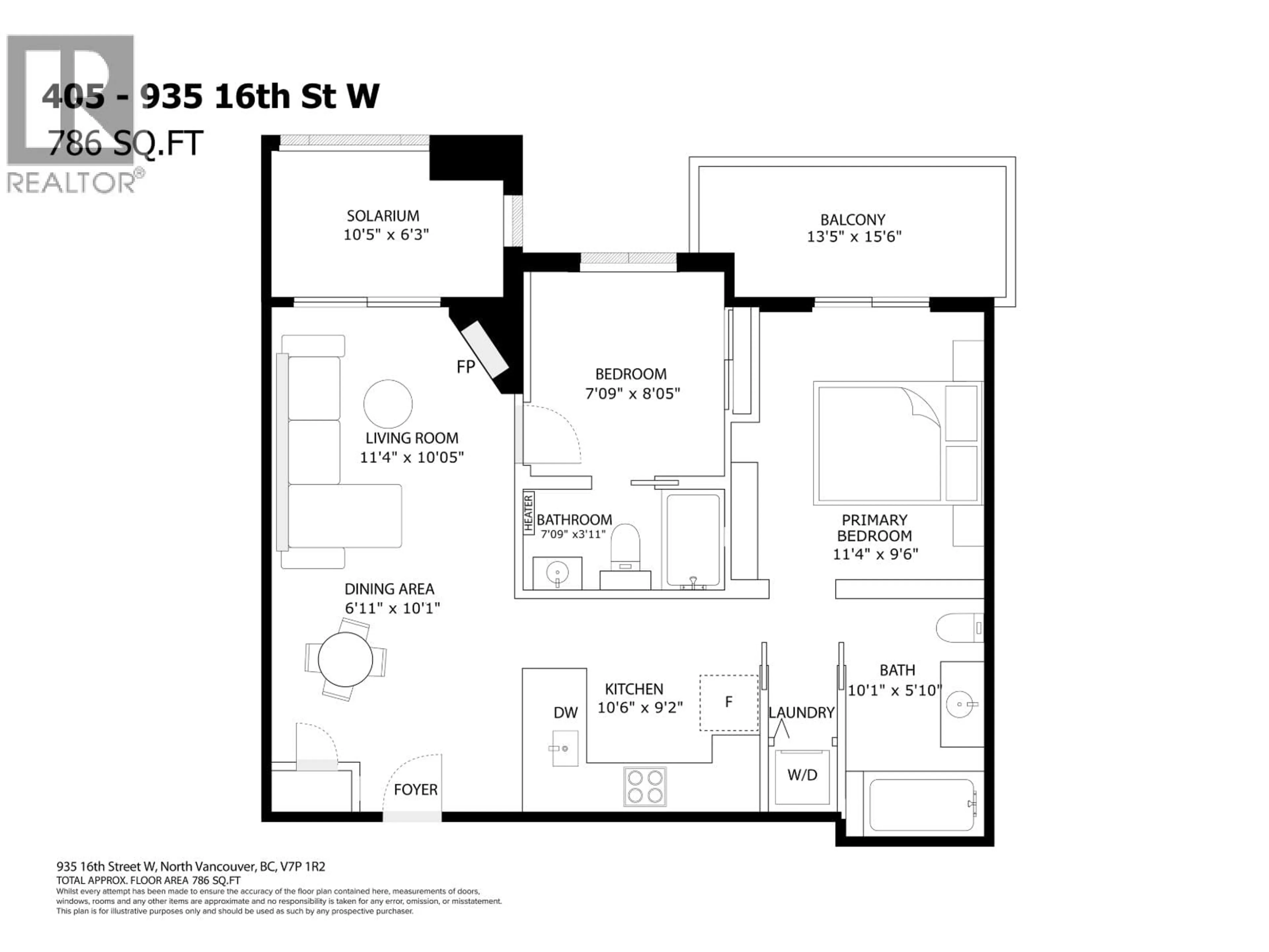 Floor plan for 405 - 935 16TH STREET, North Vancouver British Columbia V7P1R2