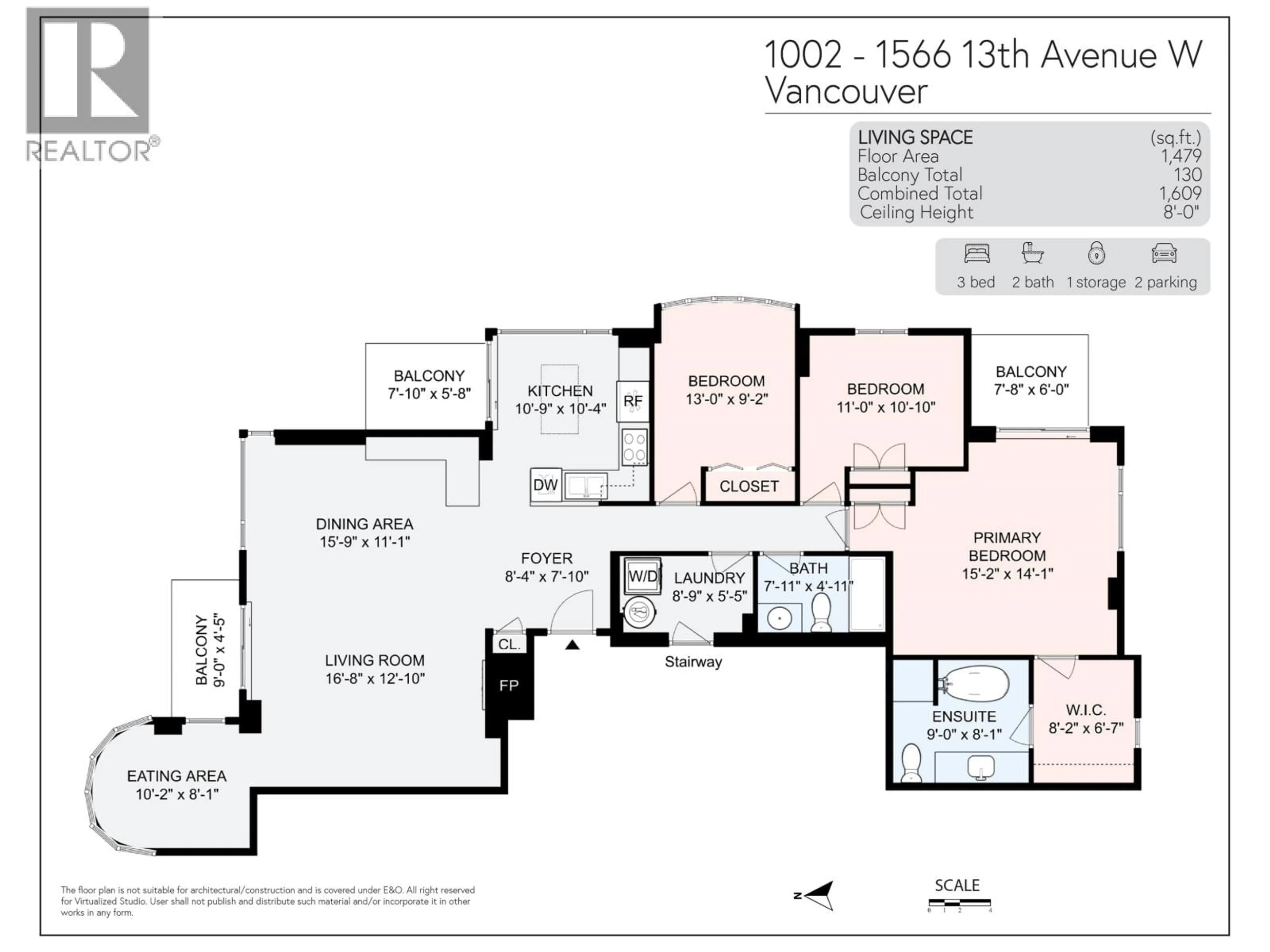 Floor plan for 1002 - 1566 13TH AVENUE, Vancouver British Columbia V6J2G4
