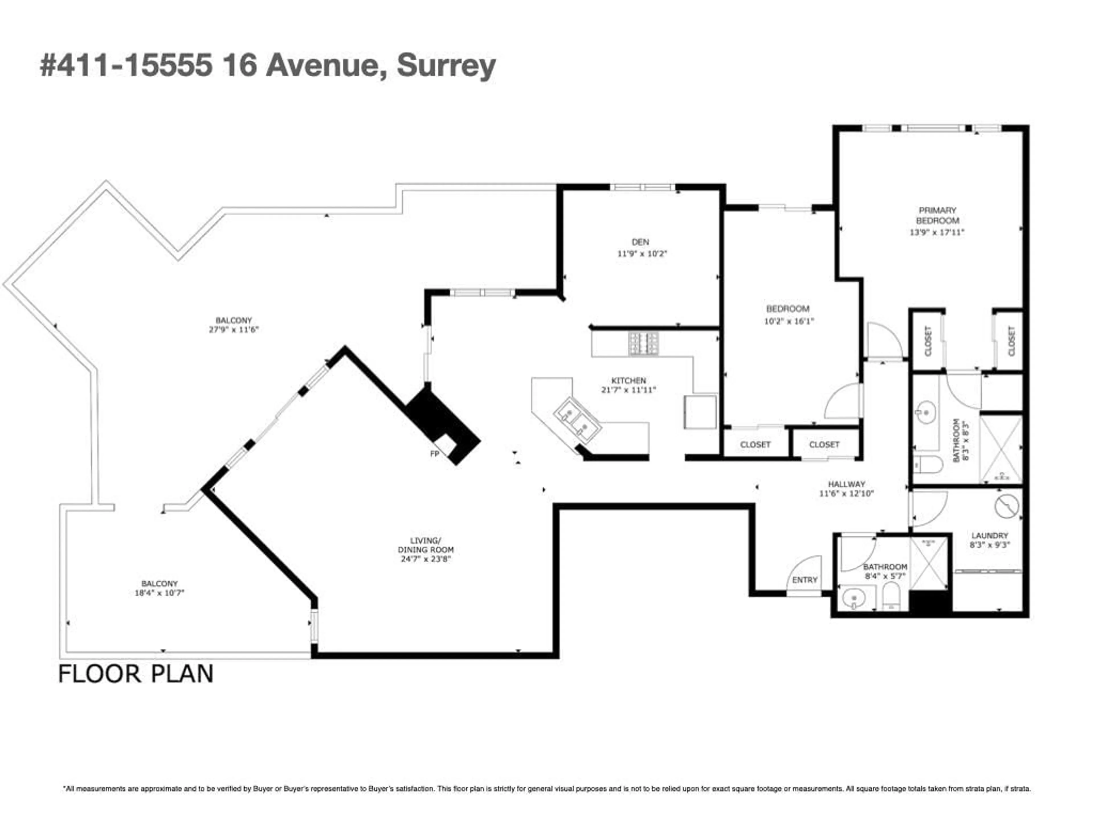Floor plan for 411 - 15555 16 AVENUE, Surrey British Columbia V4A1R7
