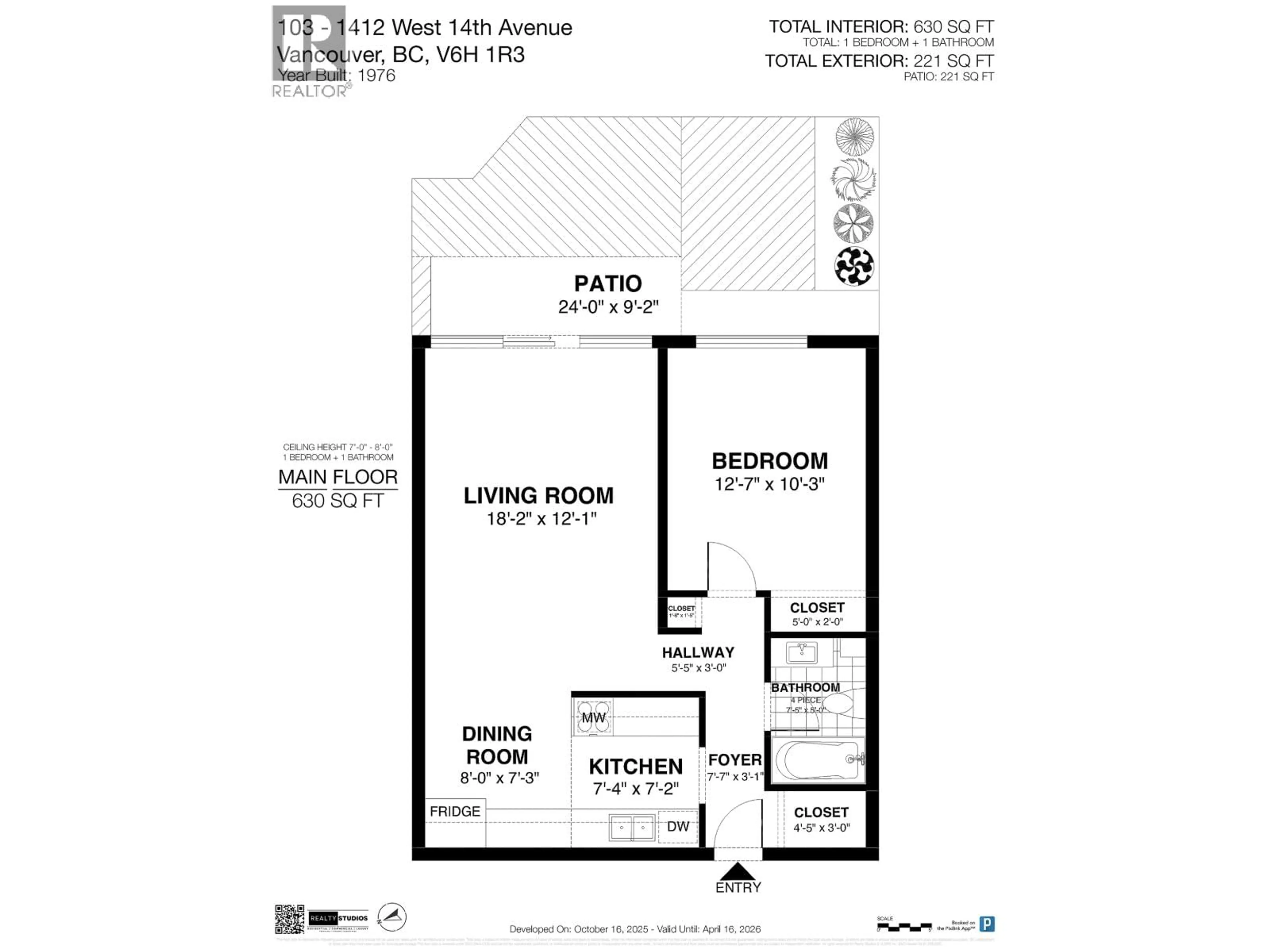 Floor plan for 103 - 1412 14TH AVENUE, Vancouver British Columbia V6H1R3