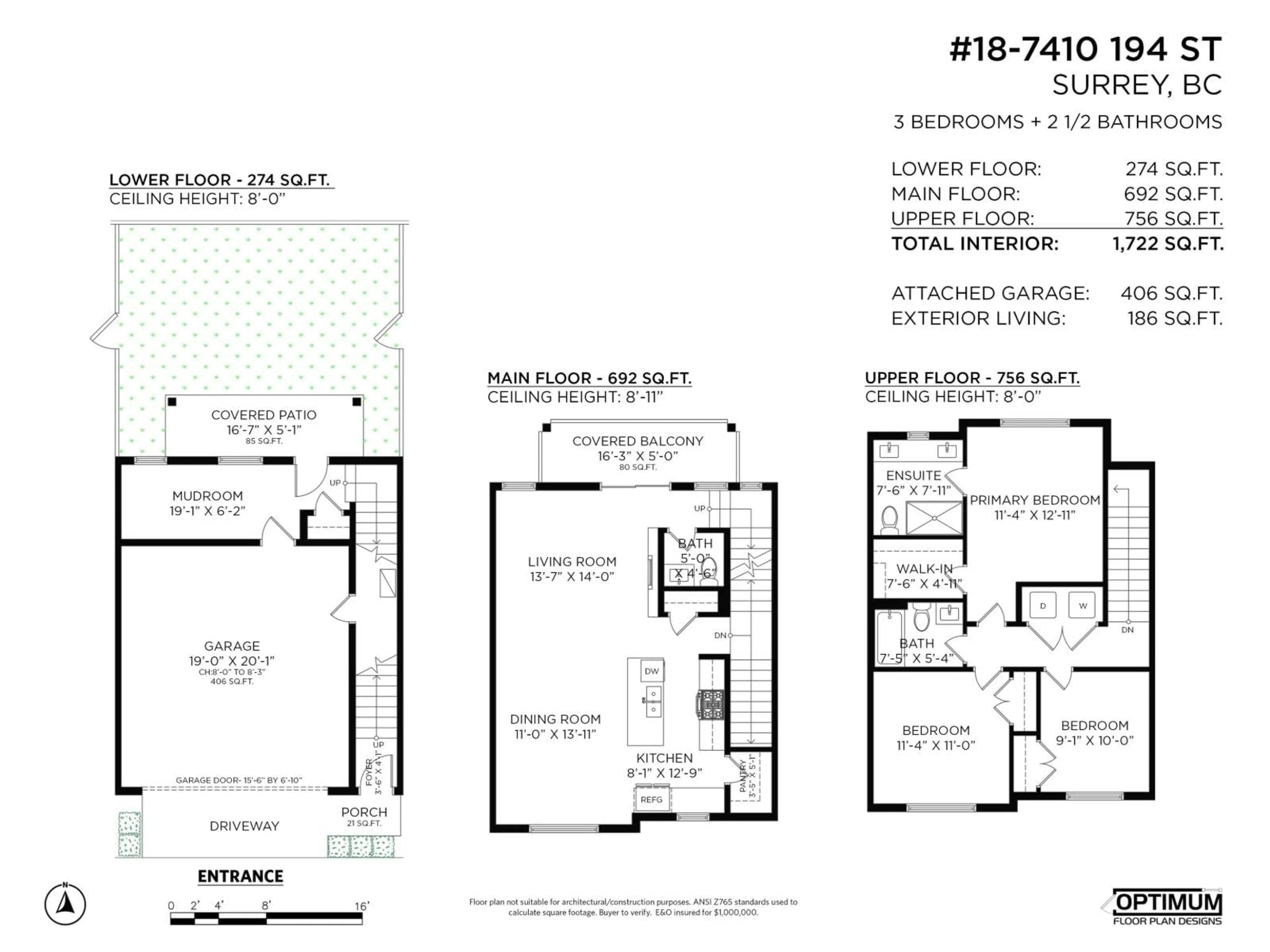 Floor plan for 18 - 7410 194 STREET, Surrey British Columbia V4N6E1