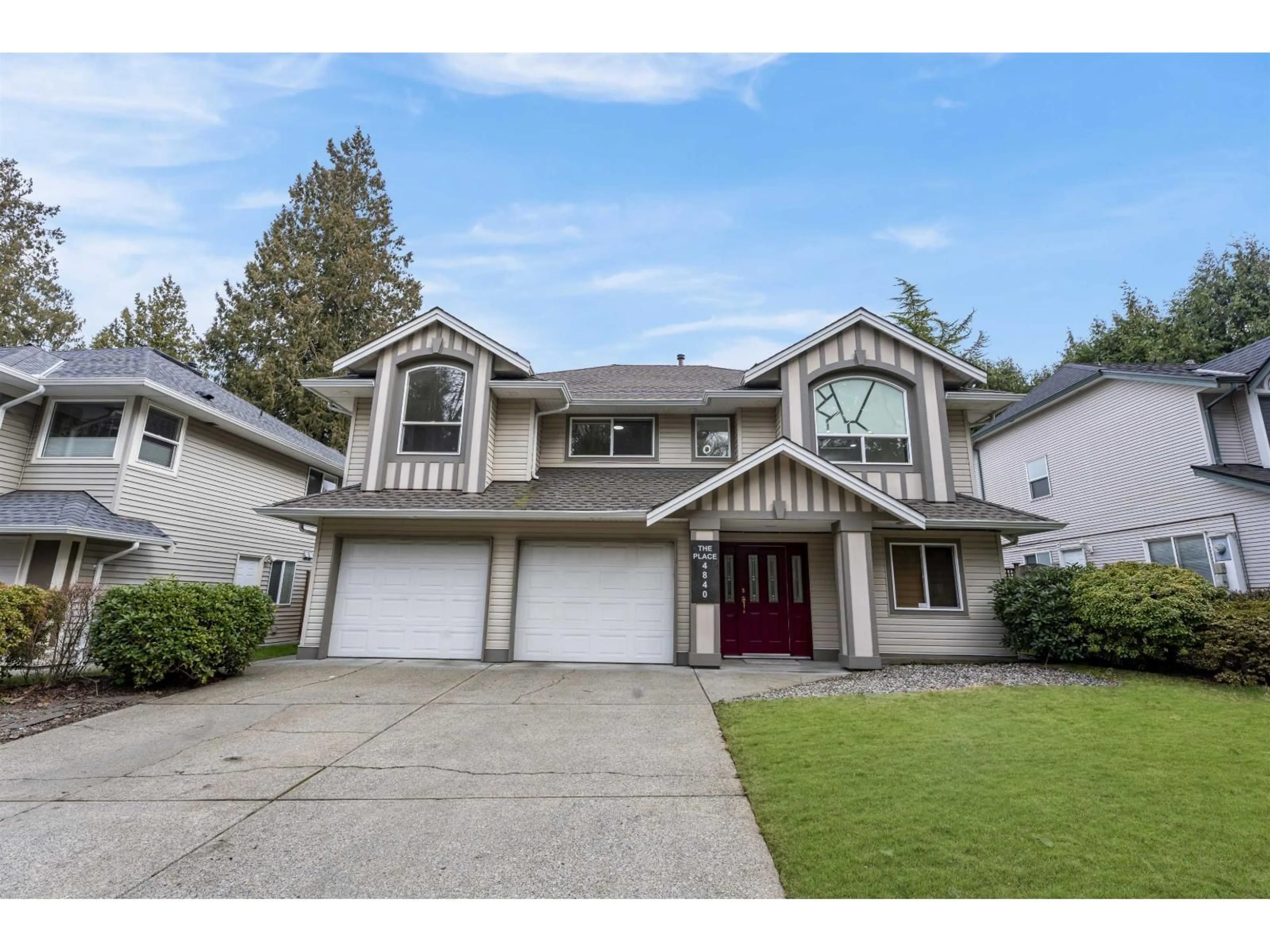 Home with vinyl exterior material, street for 4840 196 STREET, Langley British Columbia V3A7Z7