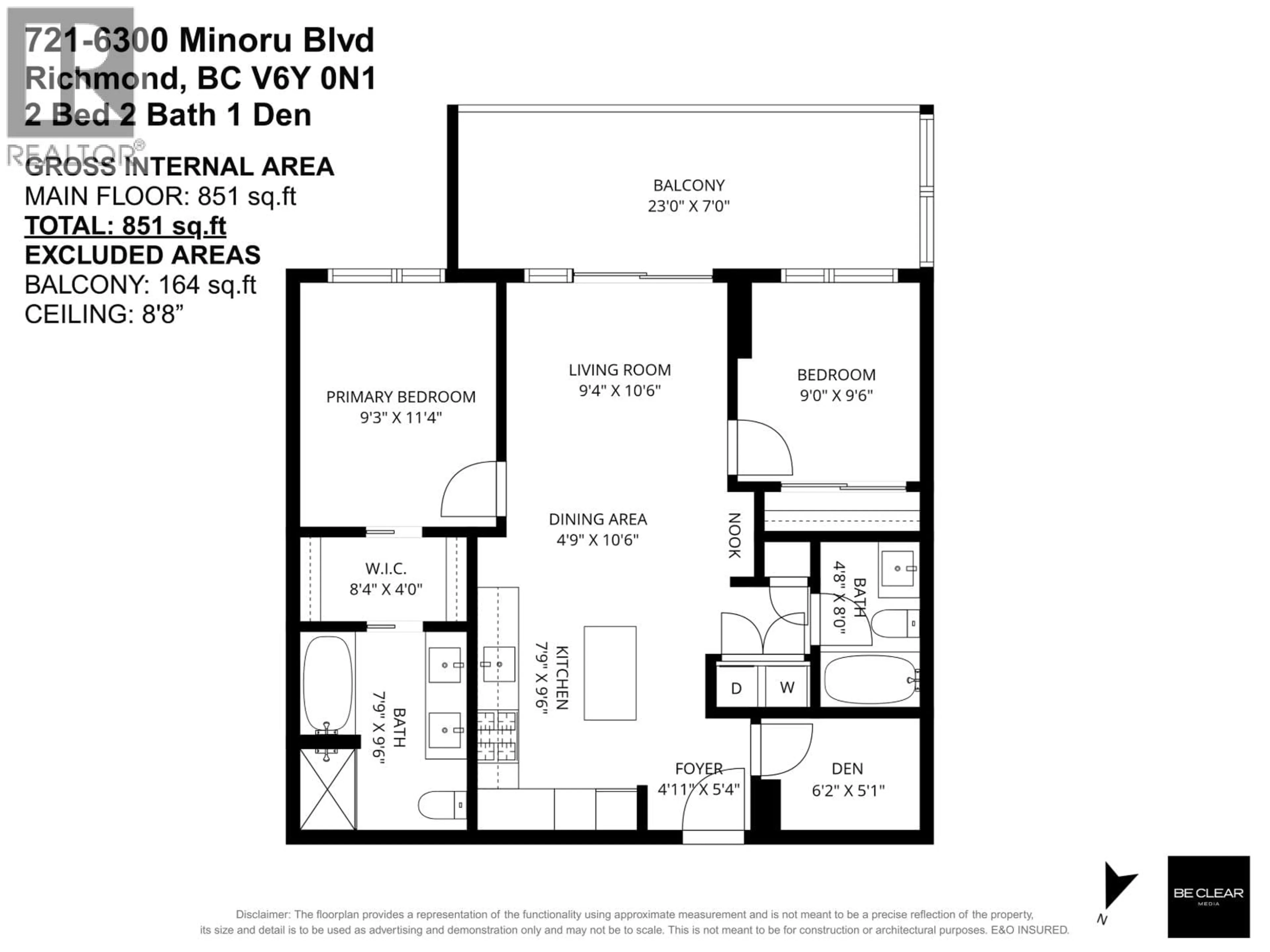 Floor plan for 721 - 6300 MINORU BOULEVARD, Richmond British Columbia V6Y0N1