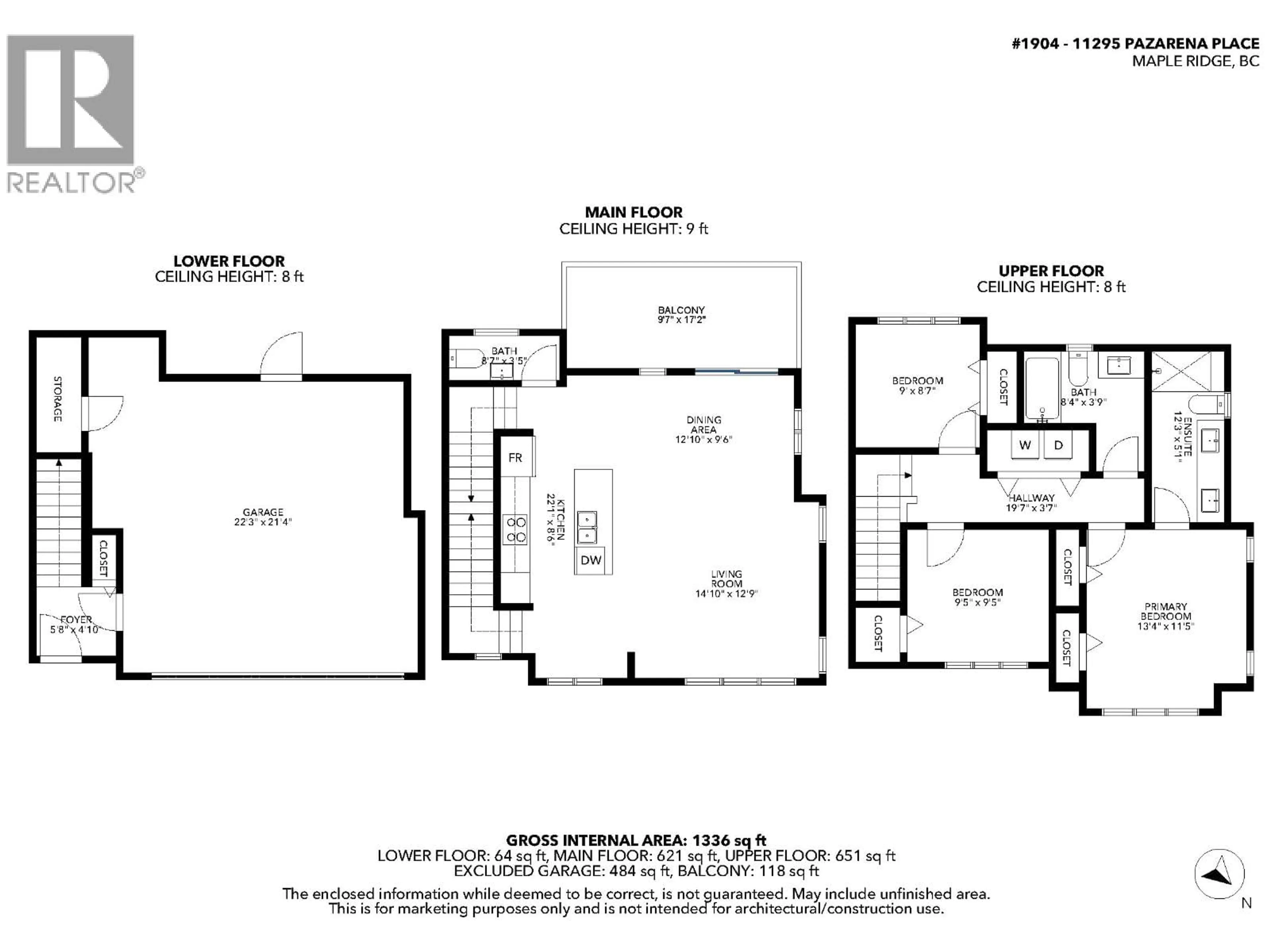 Floor plan for 1904 - 11295 PAZARENA PLACE, Maple Ridge British Columbia V2X4K9