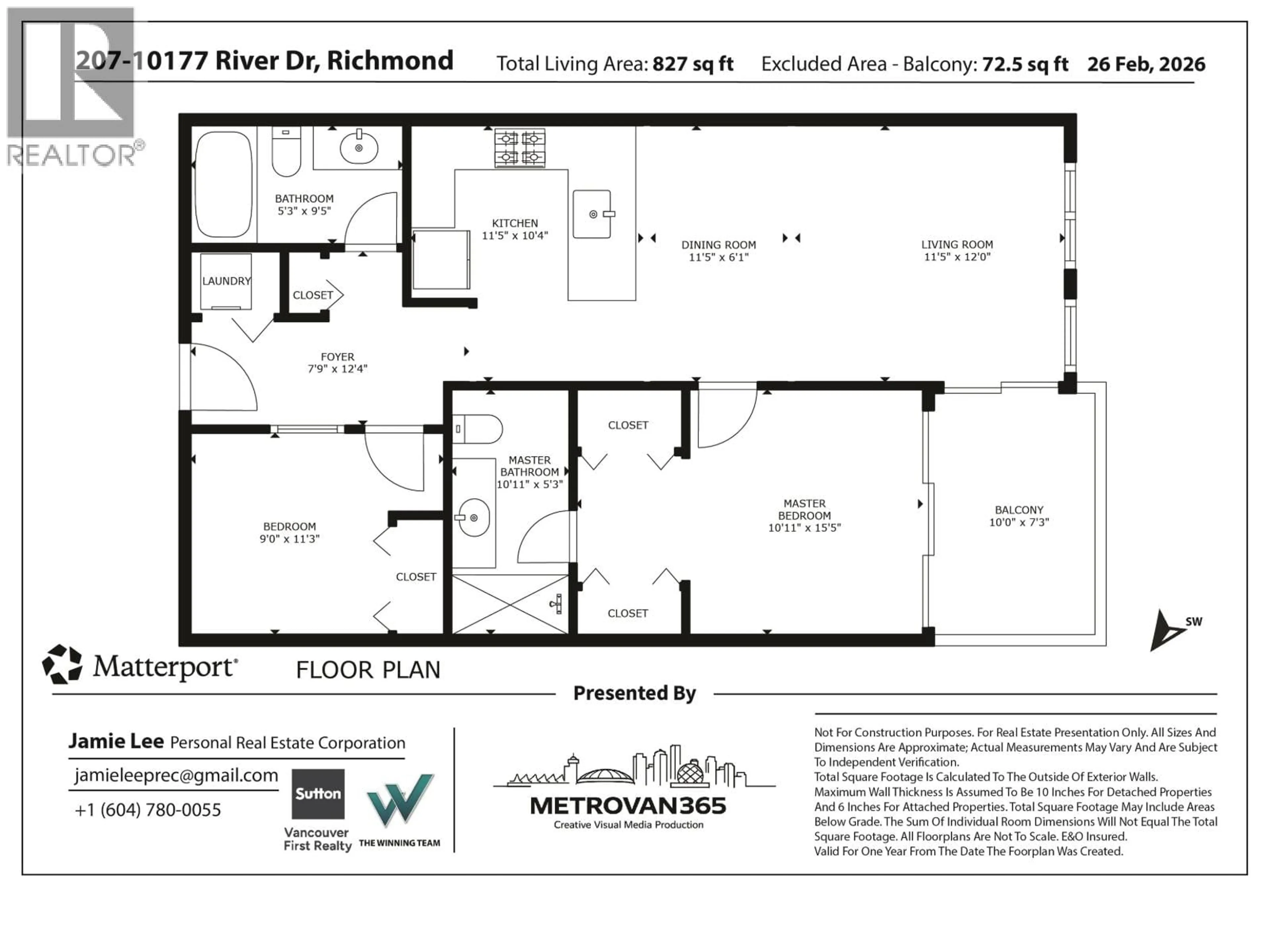 Floor plan for 207 - 10177 RIVER DRIVE, Richmond British Columbia V6X0S2