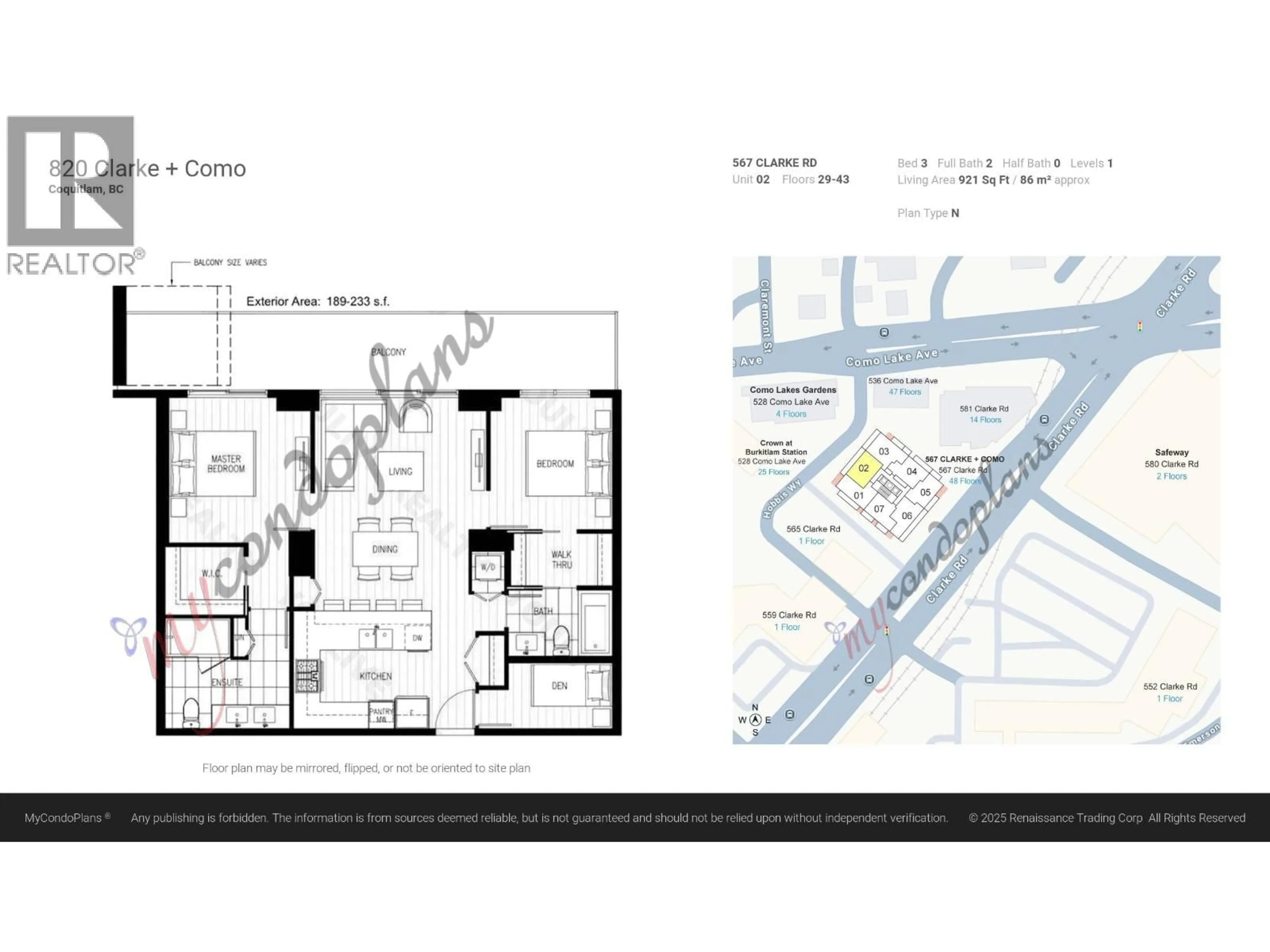 Floor plan for 3502 - 567 CLARKE ROAD, Coquitlam British Columbia V3J0K7