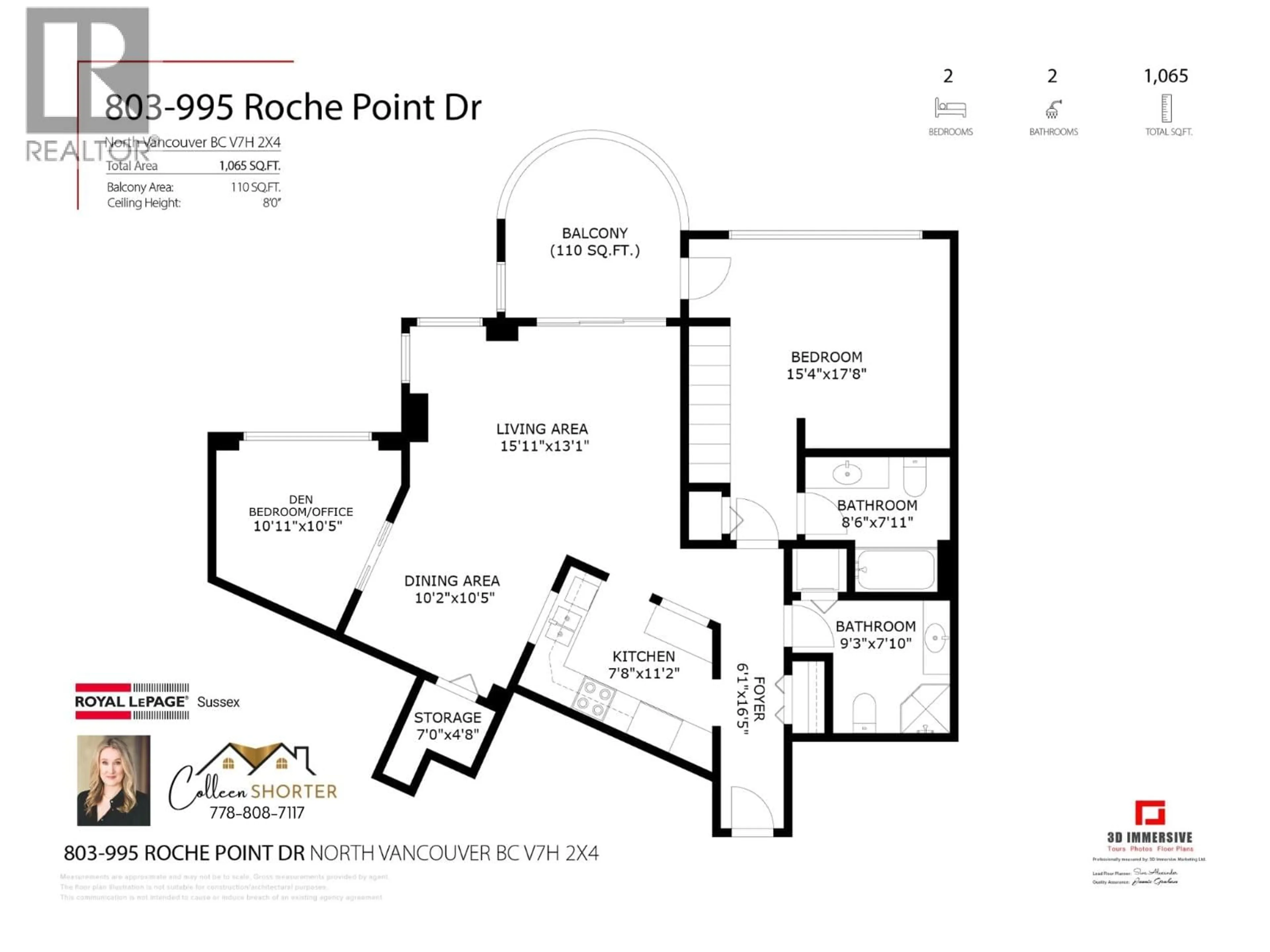 Floor plan for 803 - 995 ROCHE POINT DRIVE, North Vancouver British Columbia V7H2X4