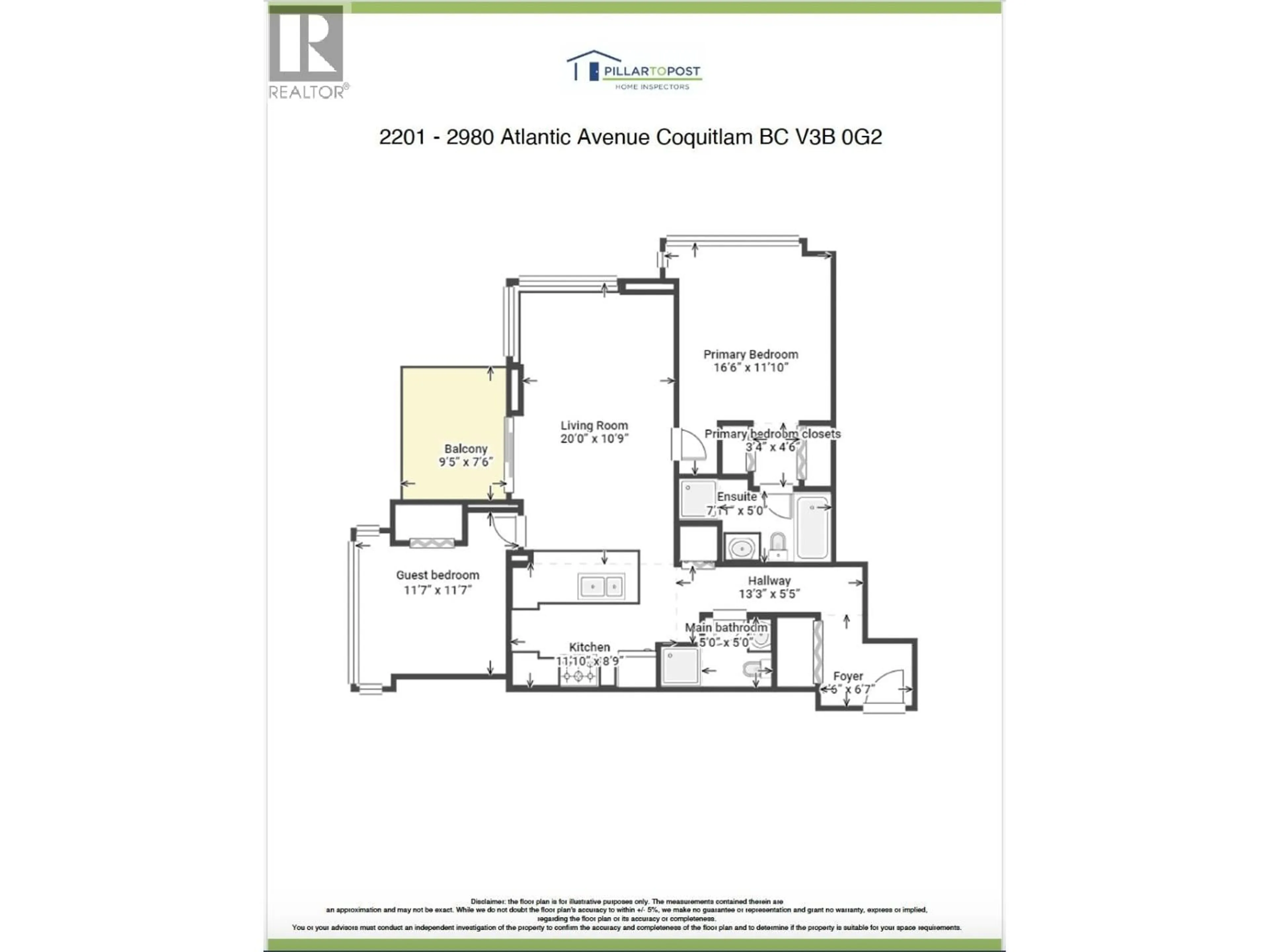 Floor plan for 2201 - 2980 ATLANTIC AVENUE, Coquitlam British Columbia V3B0G2