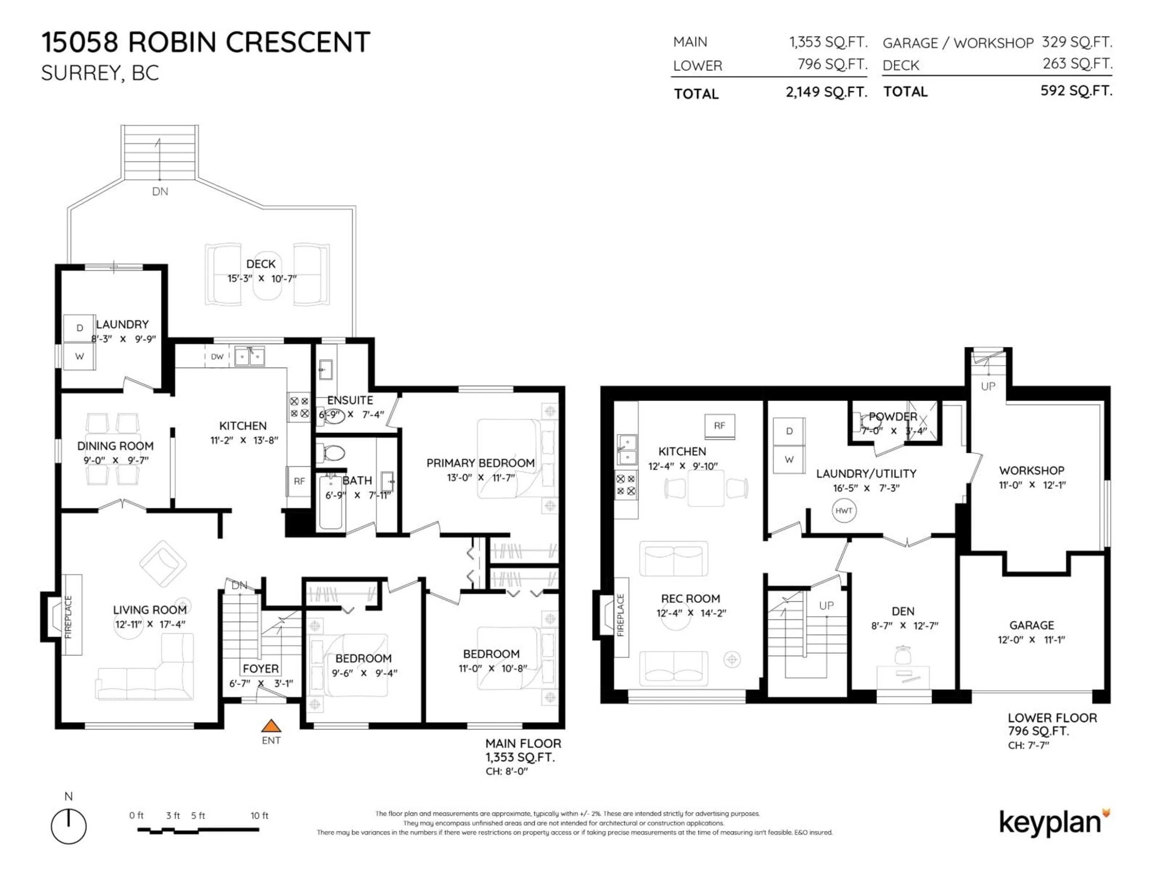 Floor plan for 15058 ROBIN CRESCENT, Surrey British Columbia V3R4X8