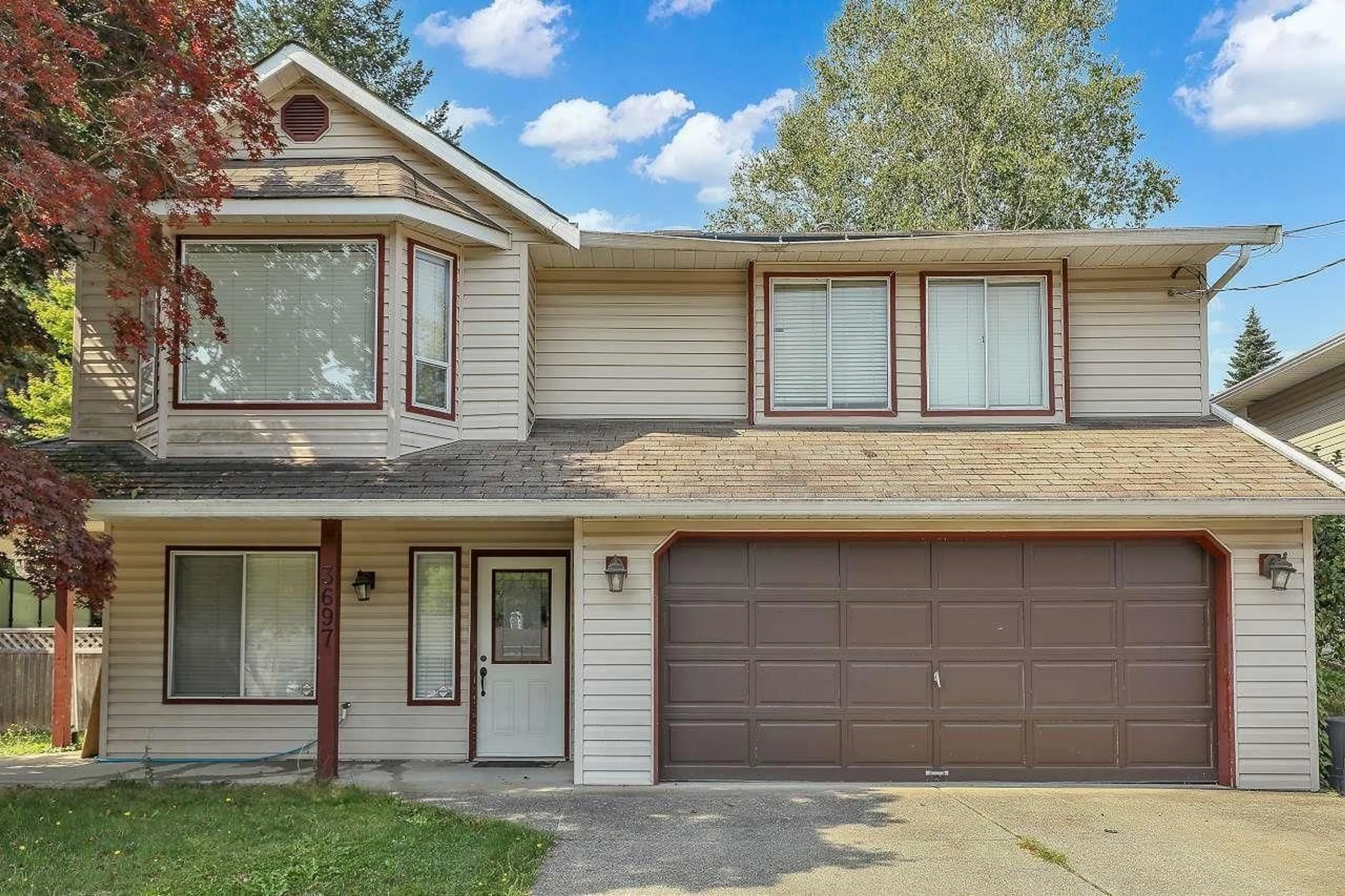 Home with vinyl exterior material, street for 3697 OLD CLAYBURN ROAD, Abbotsford British Columbia V2S7H3