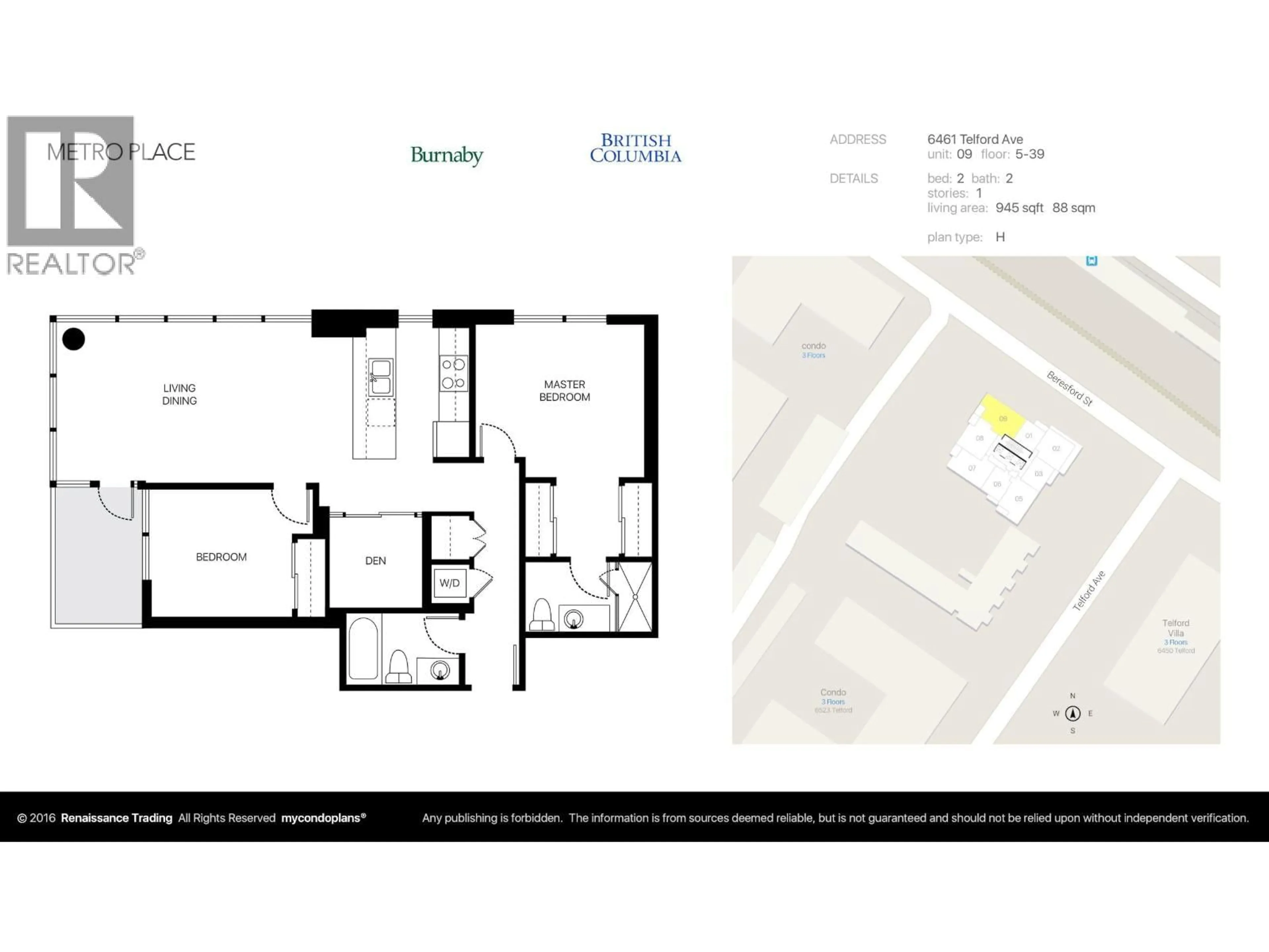 Floor plan for 809 - 6461 TELFORD AVENUE, Burnaby British Columbia V5H0B7