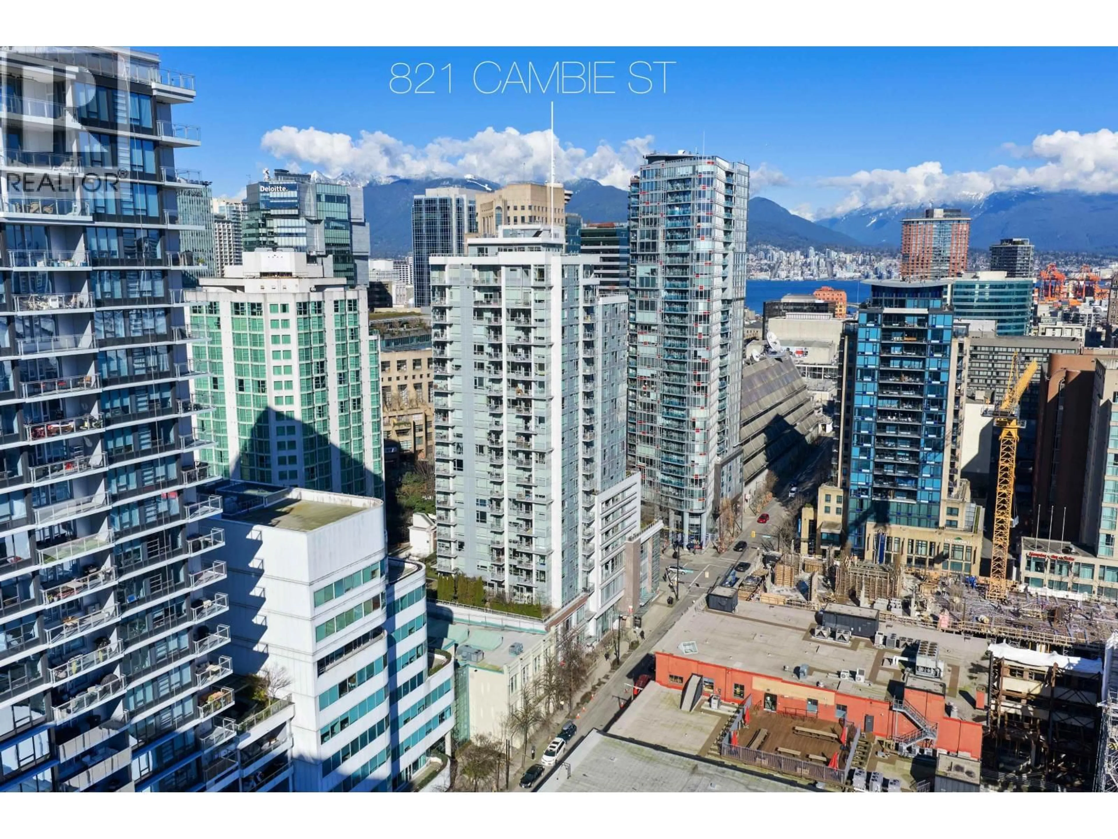 A pic from outside/outdoor area/front of a property/back of a property/a pic from drone, city buildings view from balcony for 607 - 821 CAMBIE STREET, Vancouver British Columbia V6B0E3