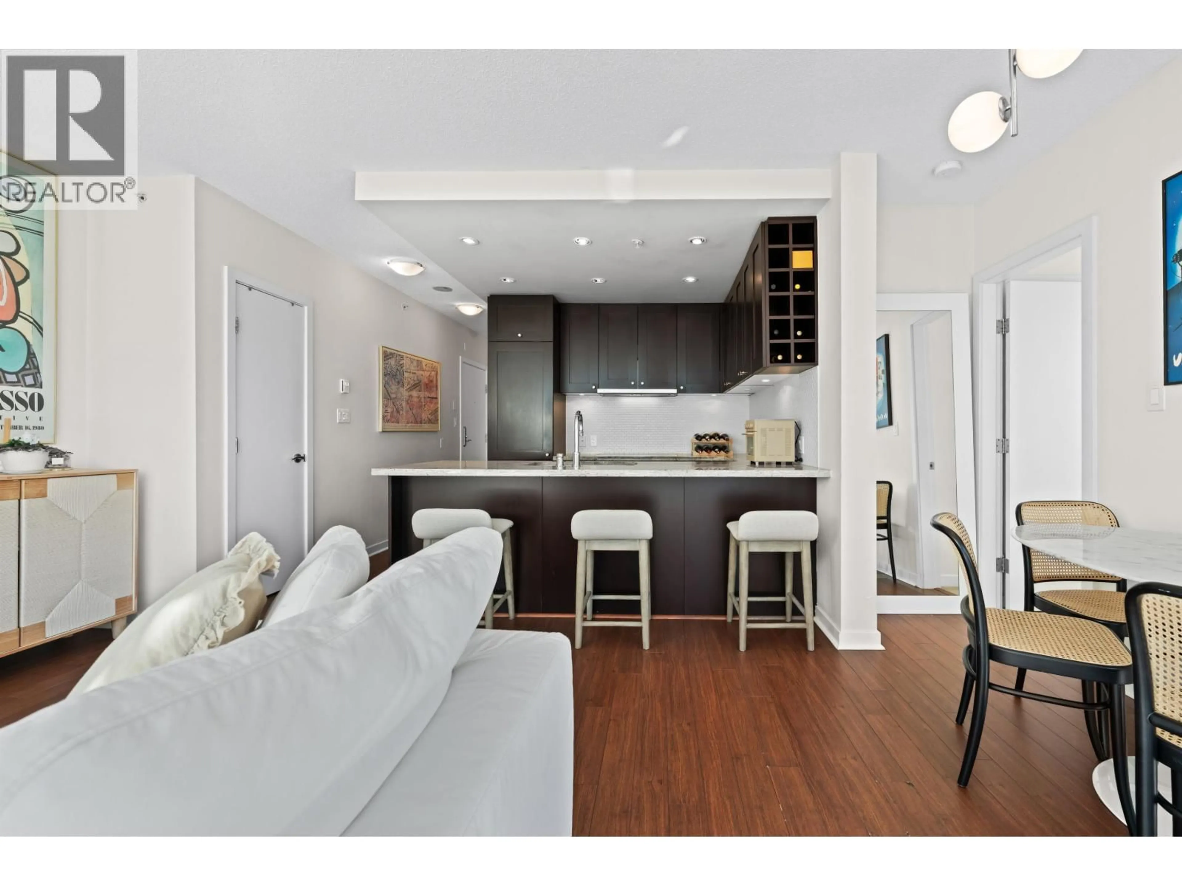 Open concept kitchen, wood/laminate floor for 607 - 821 CAMBIE STREET, Vancouver British Columbia V6B0E3