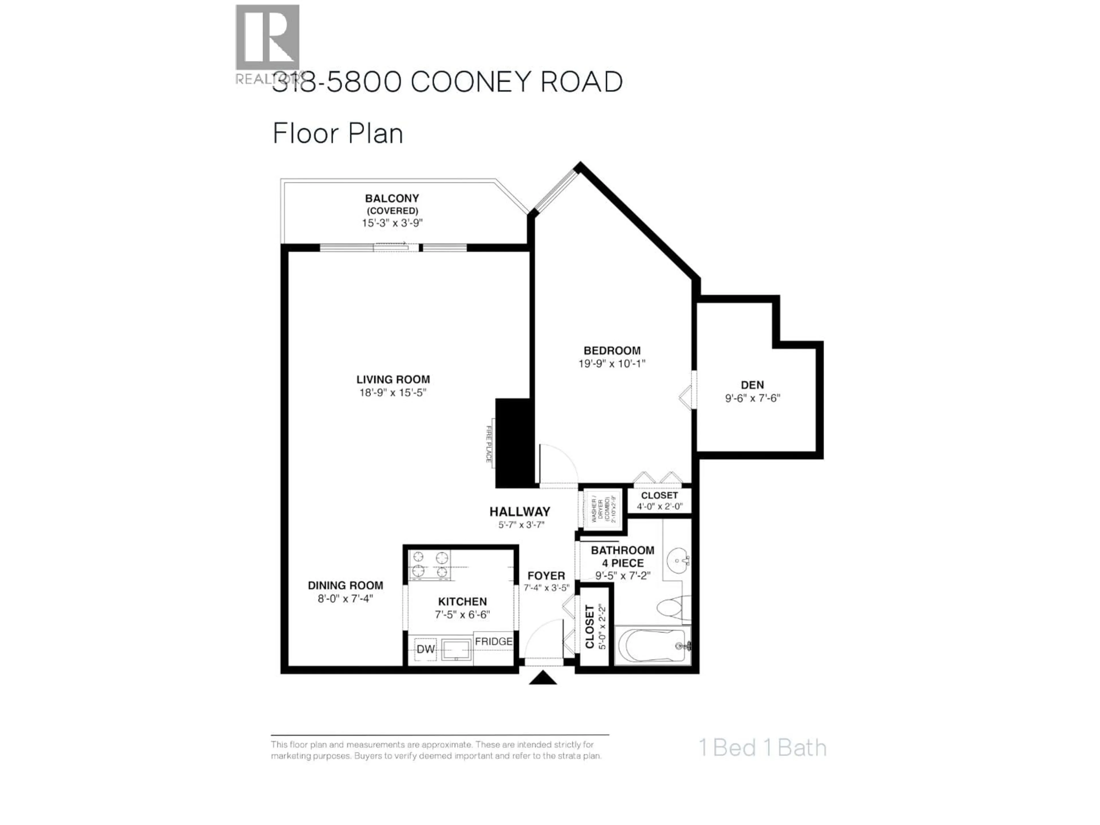 Floor plan for 318 - 5800 COONEY ROAD, Richmond British Columbia V6X3A8