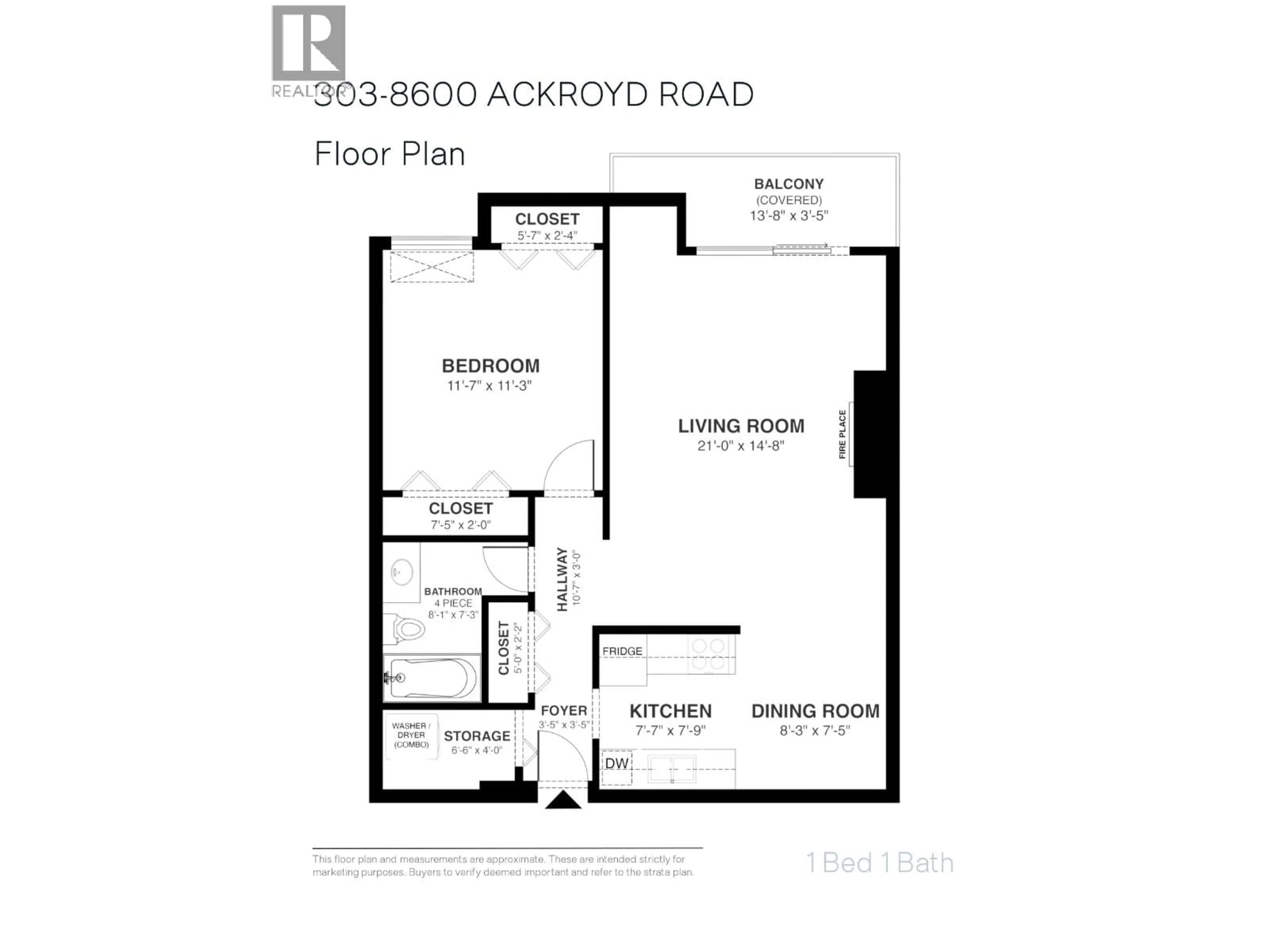 Floor plan for 303 - 8600 ACKROYD ROAD, Richmond British Columbia V6X3G1