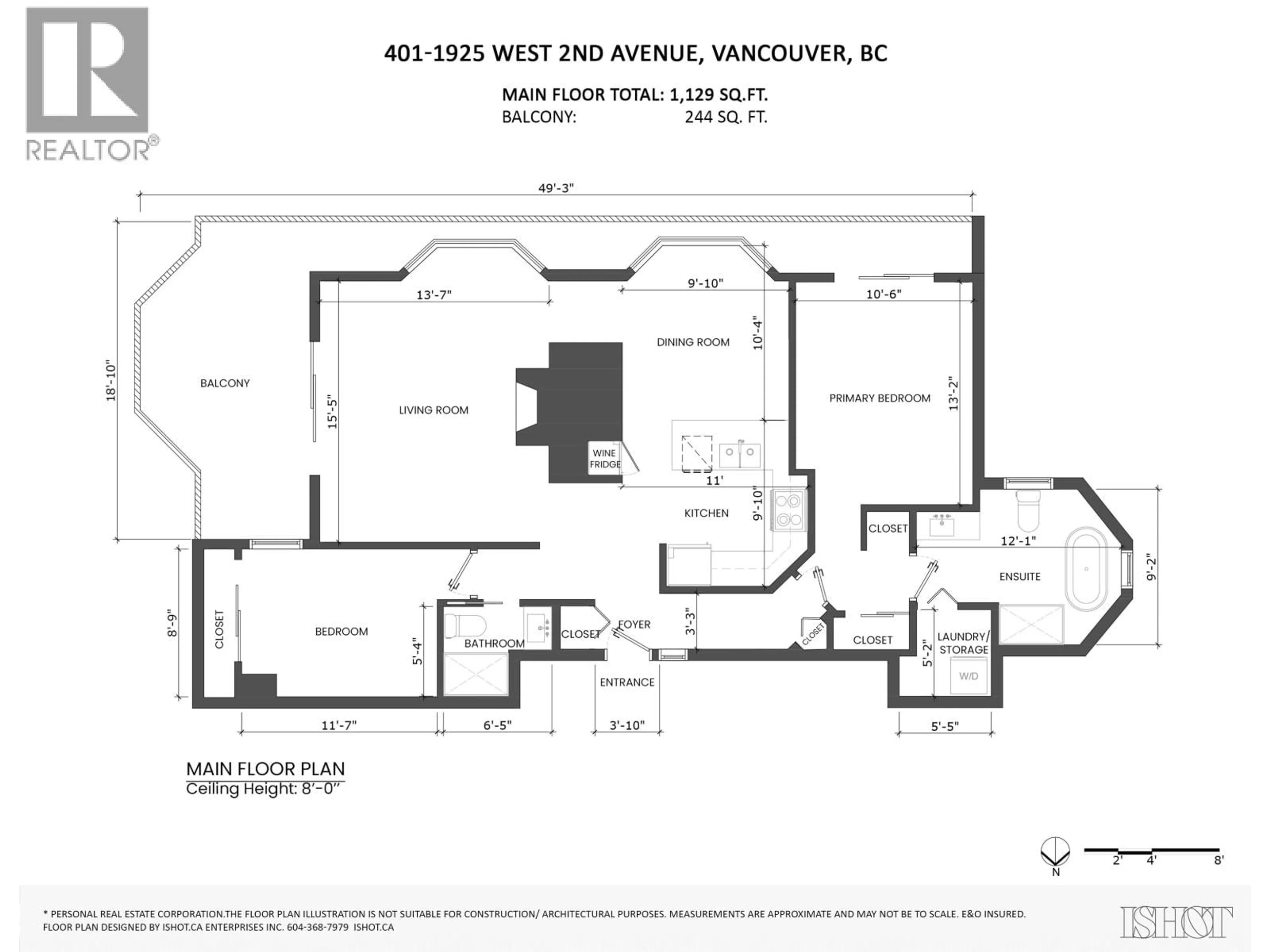 Floor plan for 401 - 1925 2ND AVENUE, Vancouver British Columbia V6J1J2