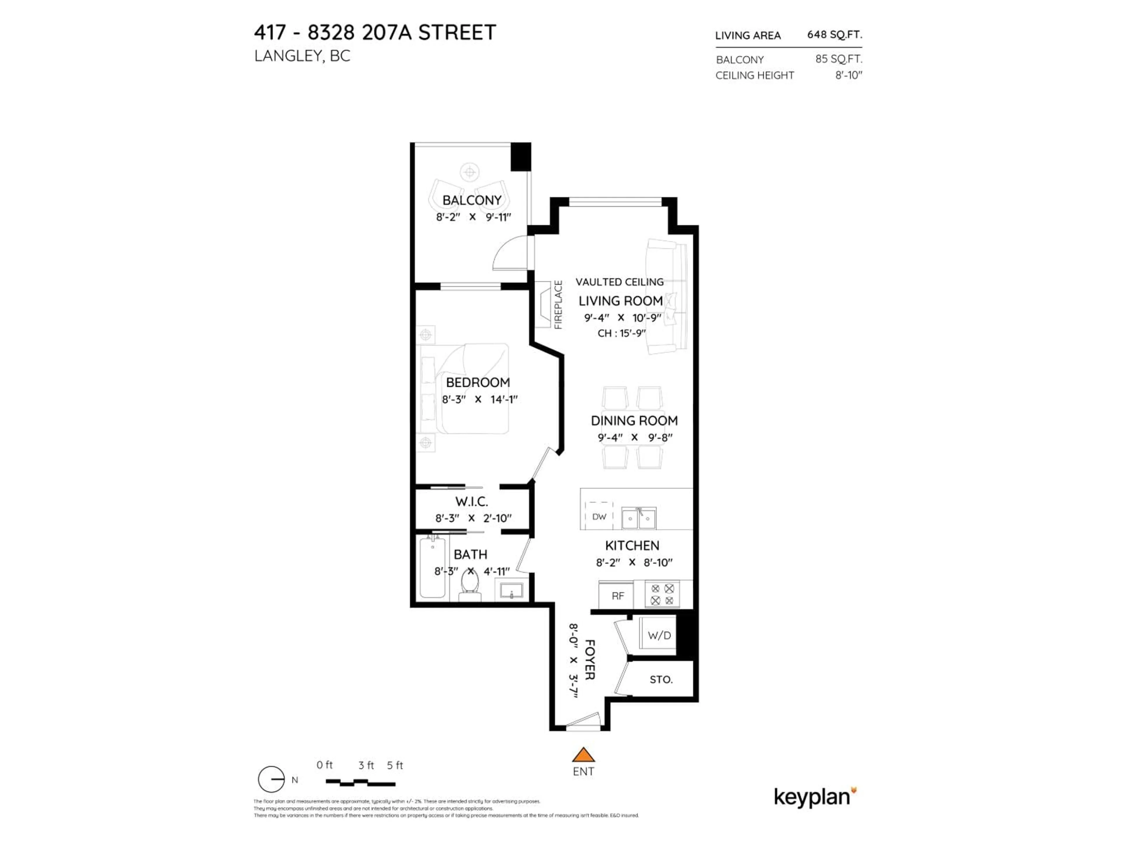 Floor plan for 417 - 8328 207A STREET, Langley British Columbia V2Y0K5