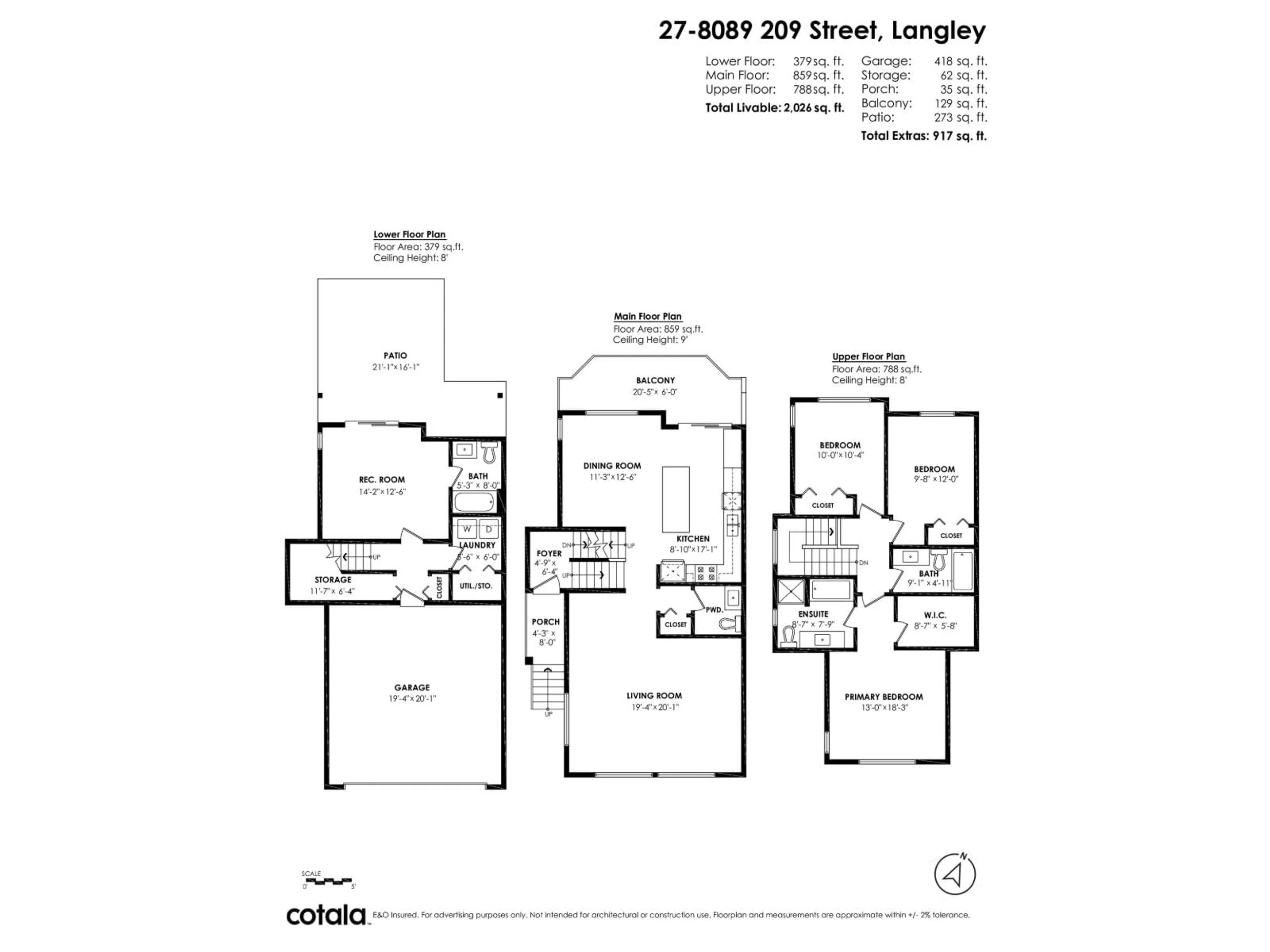 Floor plan for 27 - 8089 209 STREET, Langley British Columbia V2Y0B1