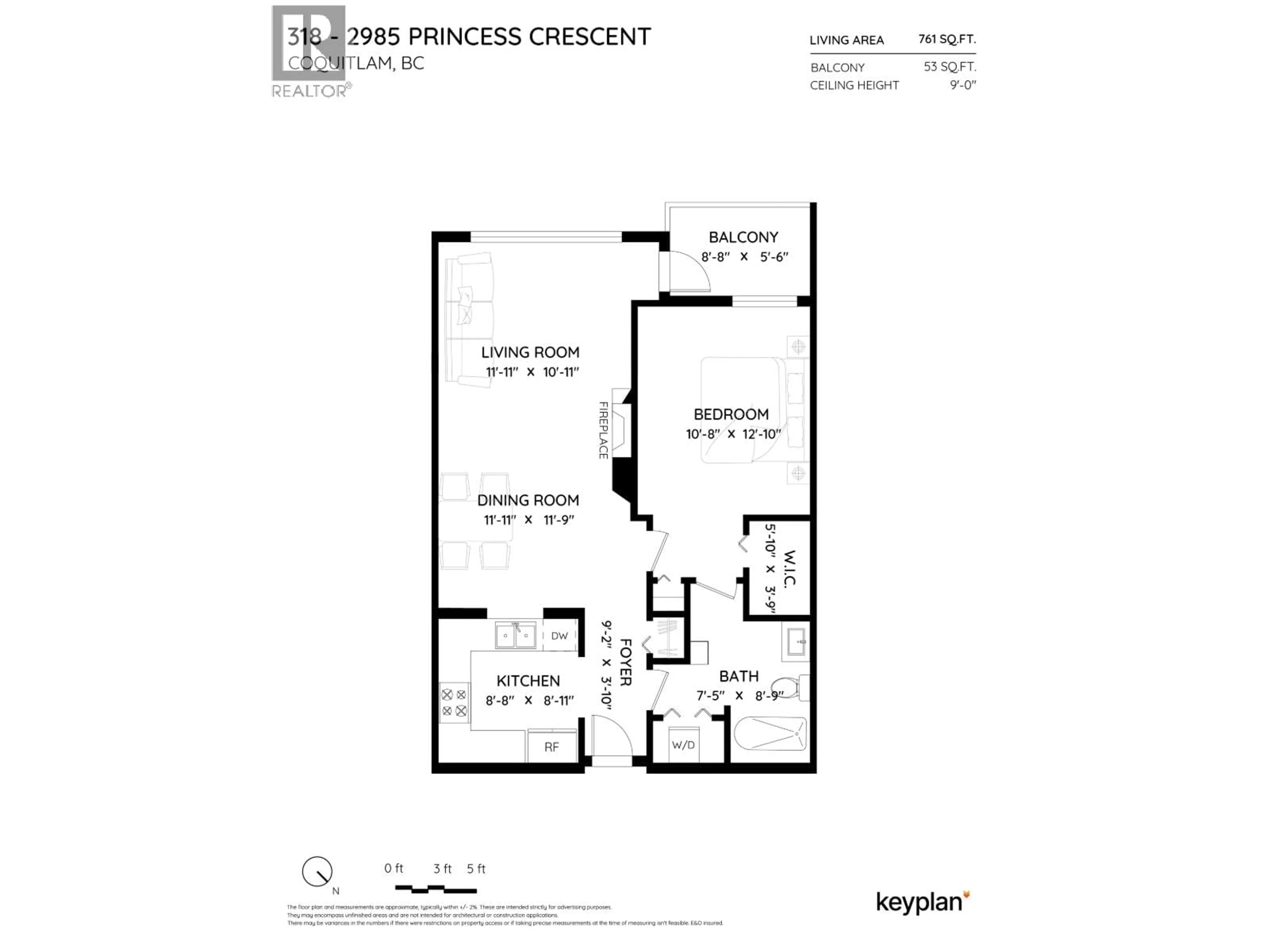Floor plan for 318 - 2985 PRINCESS CRESCENT, Coquitlam British Columbia V3B7P3