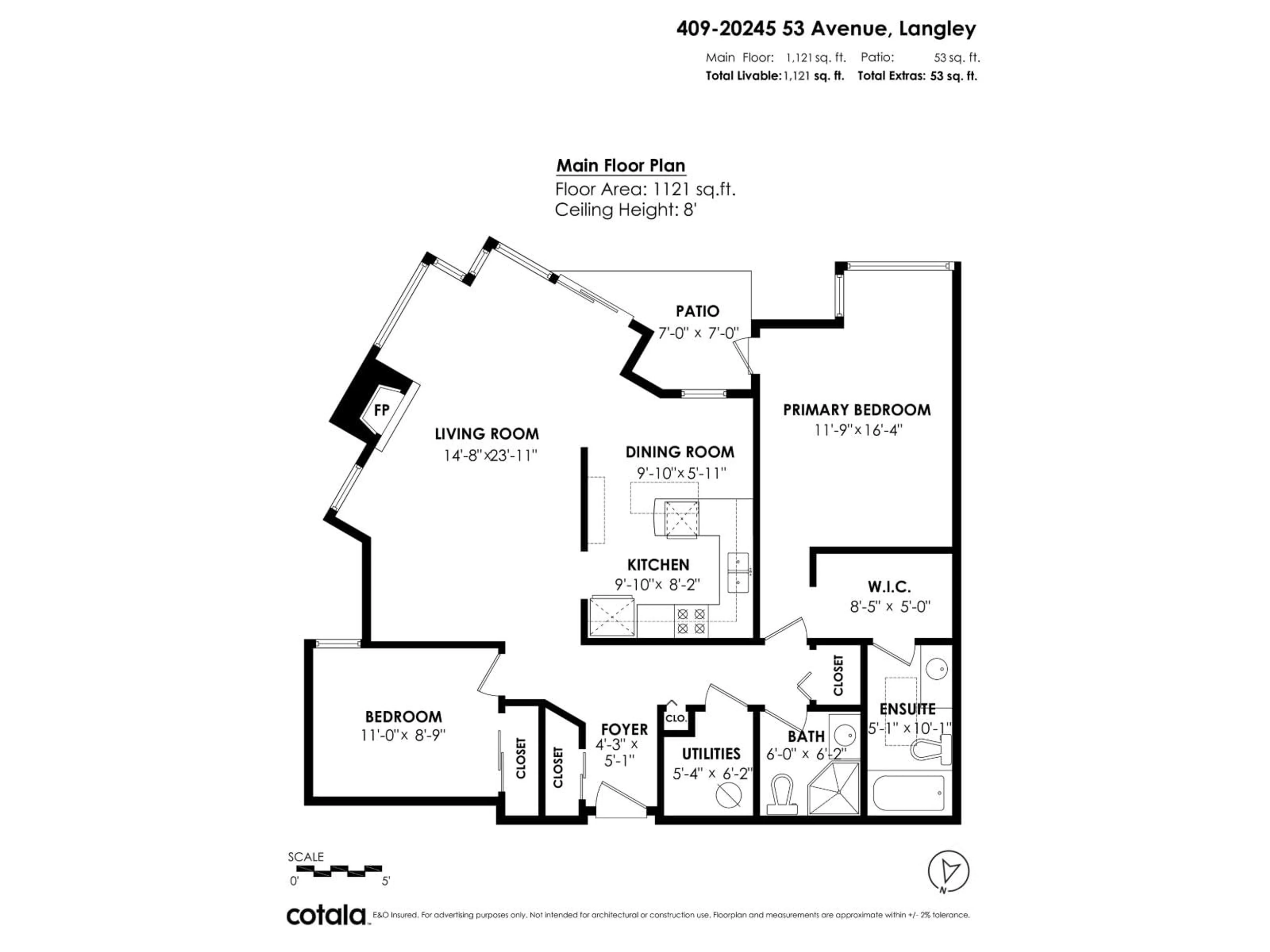 Floor plan for 409 - 20245 53 AVENUE, Langley British Columbia V3A3V2