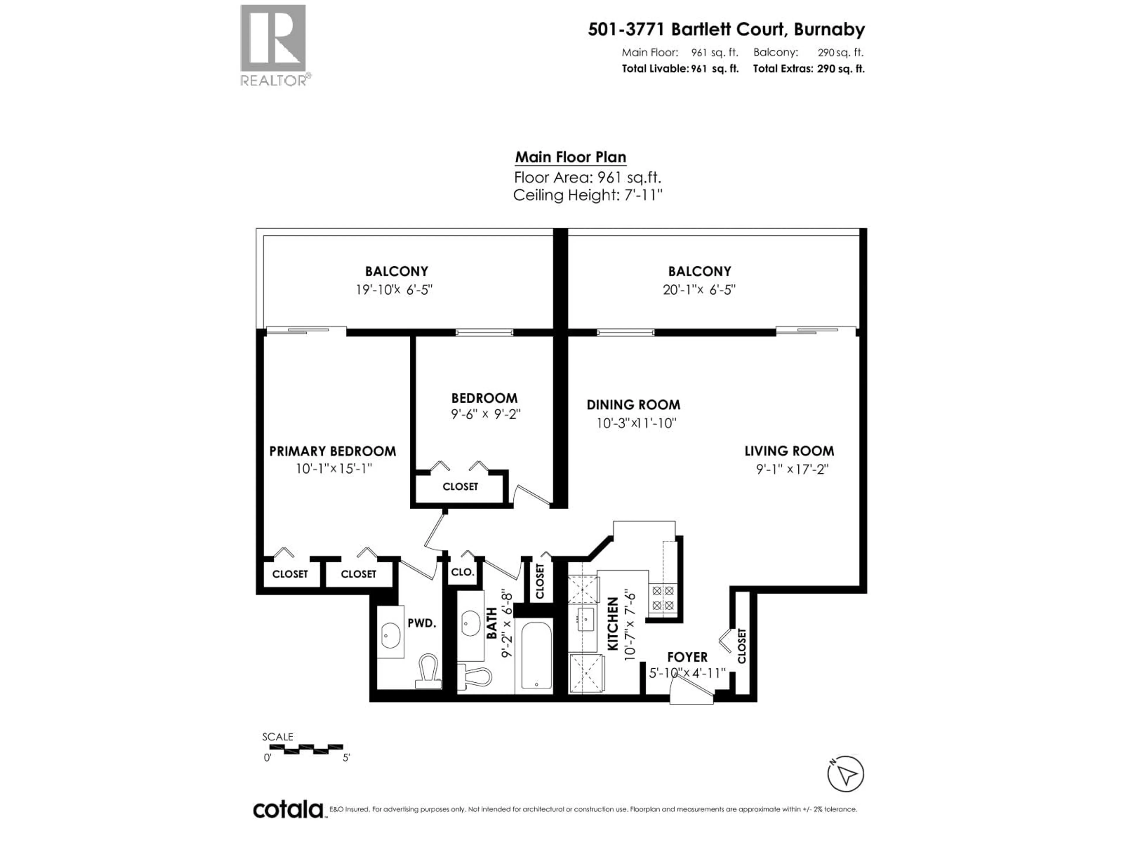 Floor plan for 501 - 3771 BARTLETT COURT, Burnaby British Columbia V3J7G8