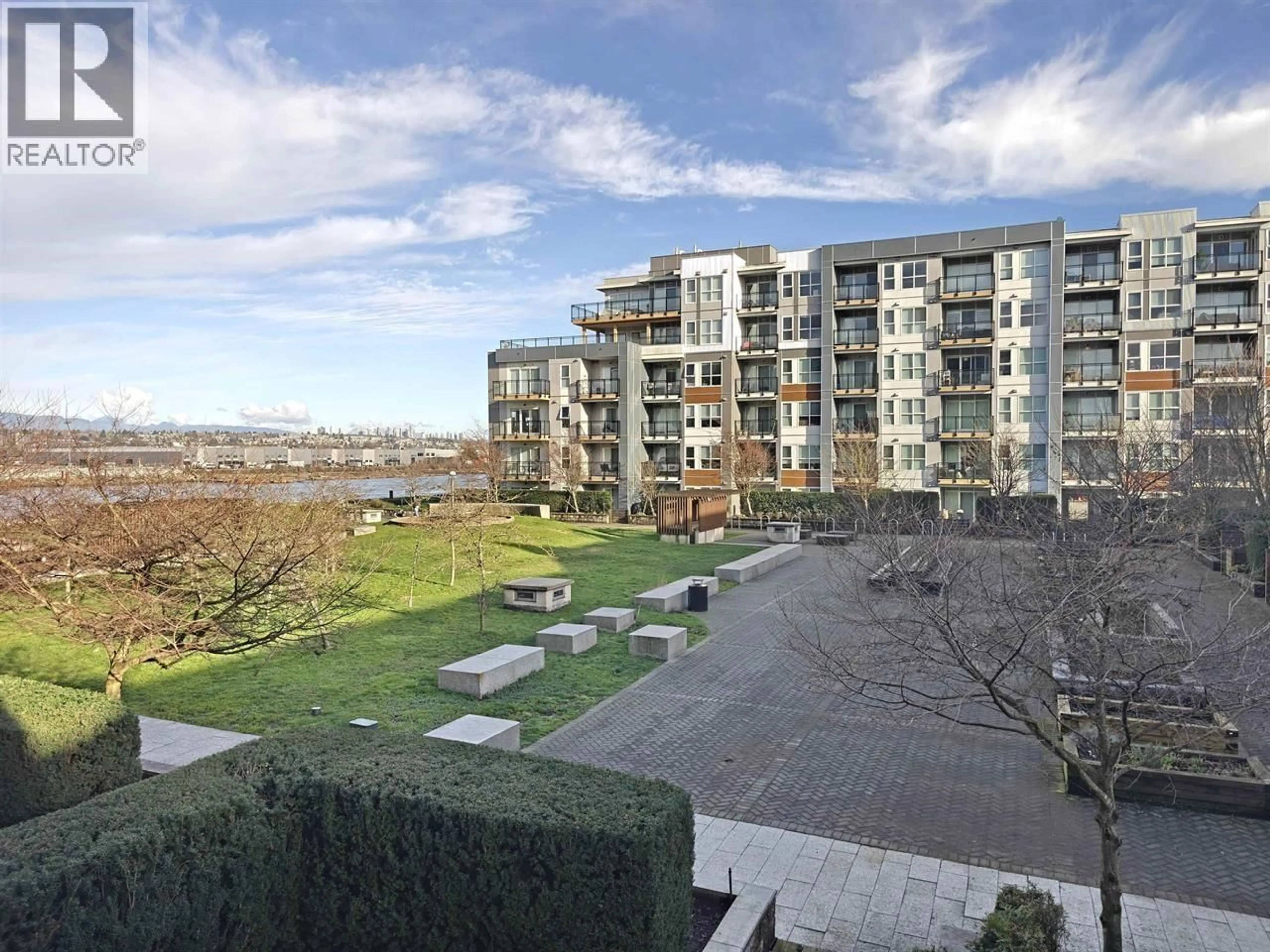 A pic from outside/outdoor area/front of a property/back of a property/a pic from drone, city buildings view from balcony for 212 - 10155 RIVER DRIVE, Richmond British Columbia V6X0L3
