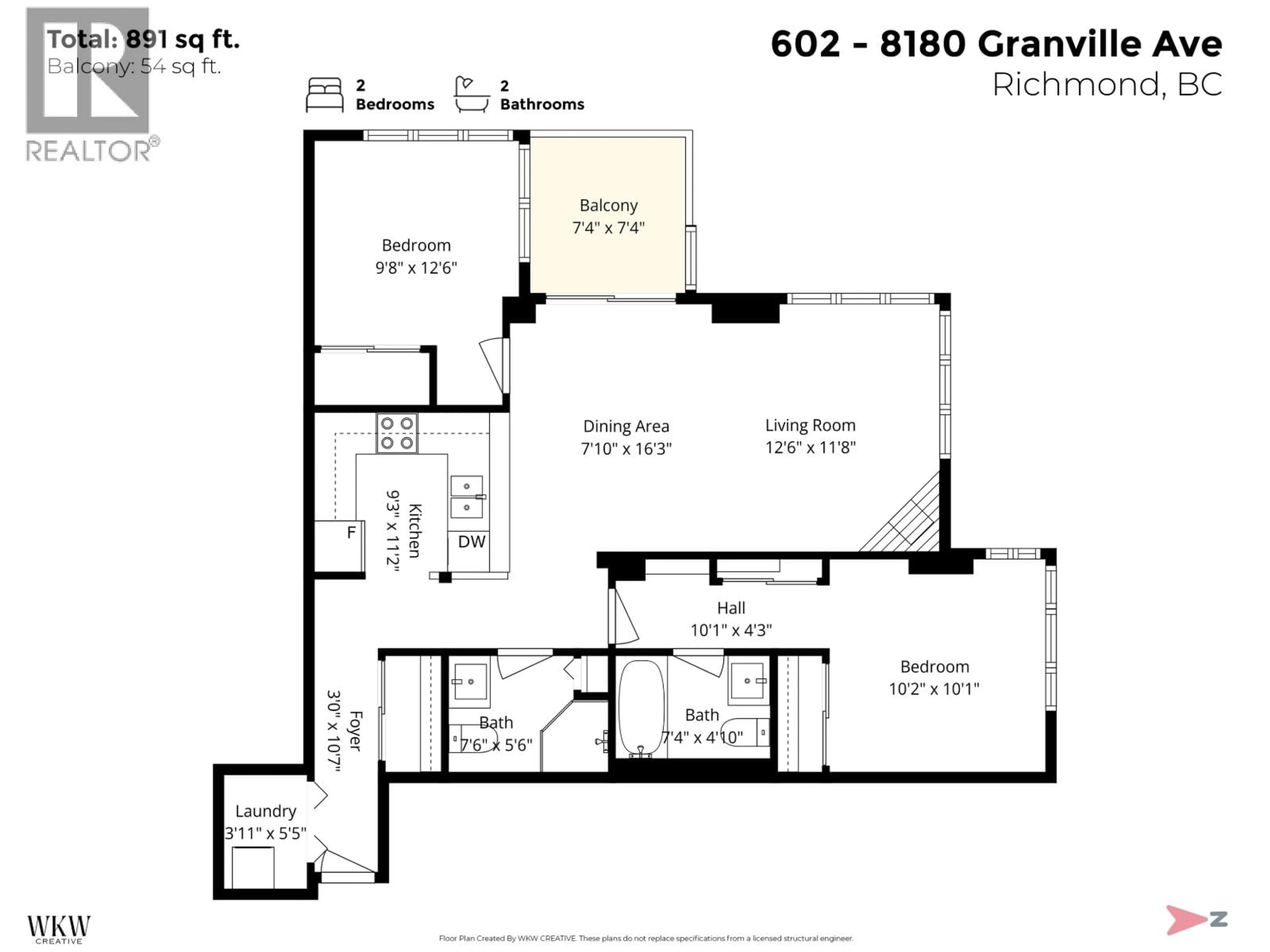 Floor plan for 602 - 8180 GRANVILLE AVENUE, Richmond British Columbia V6Y4G1