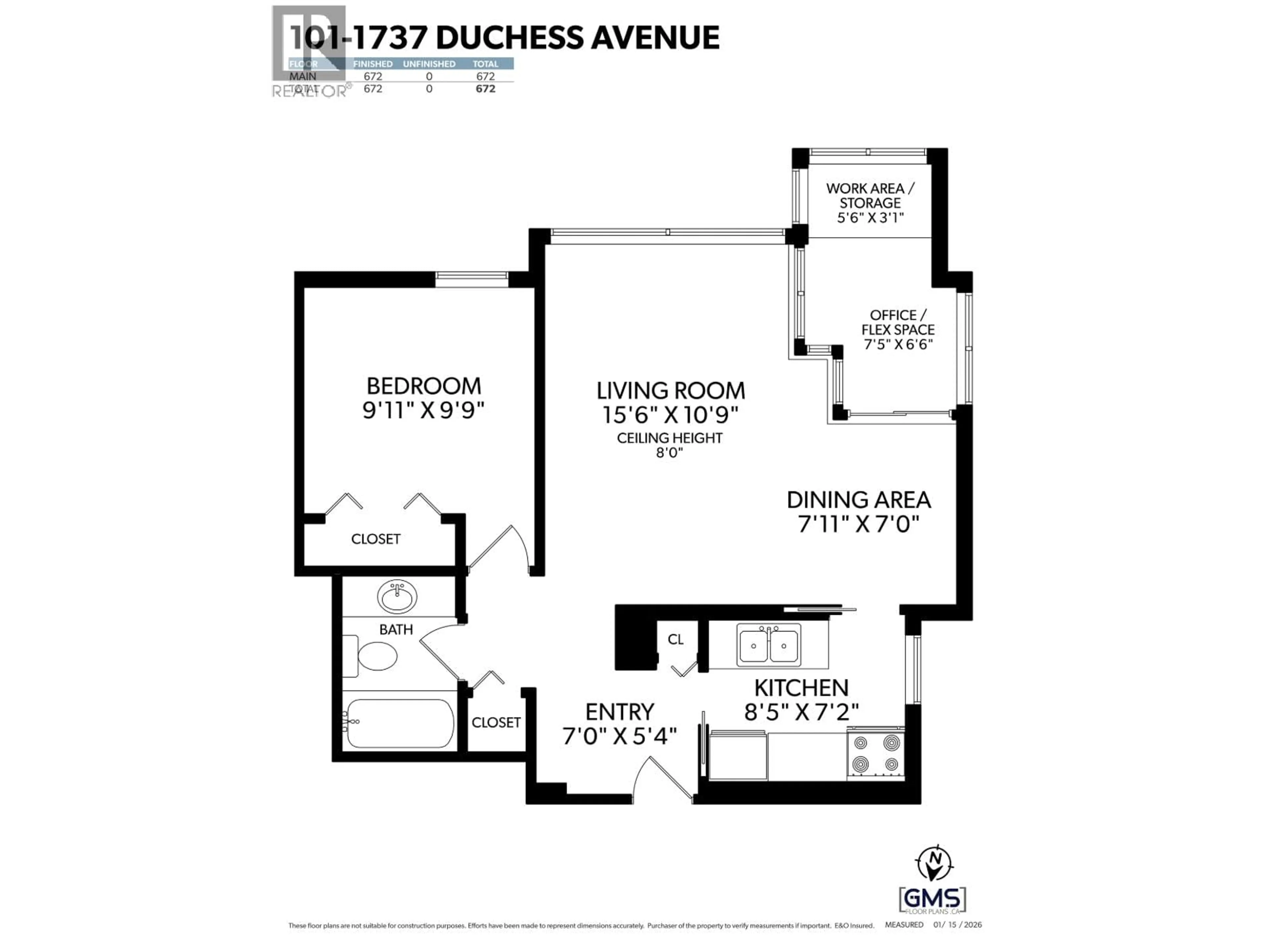 Floor plan for 101 - 1737 DUCHESS AVENUE, West Vancouver British Columbia V7V1P8