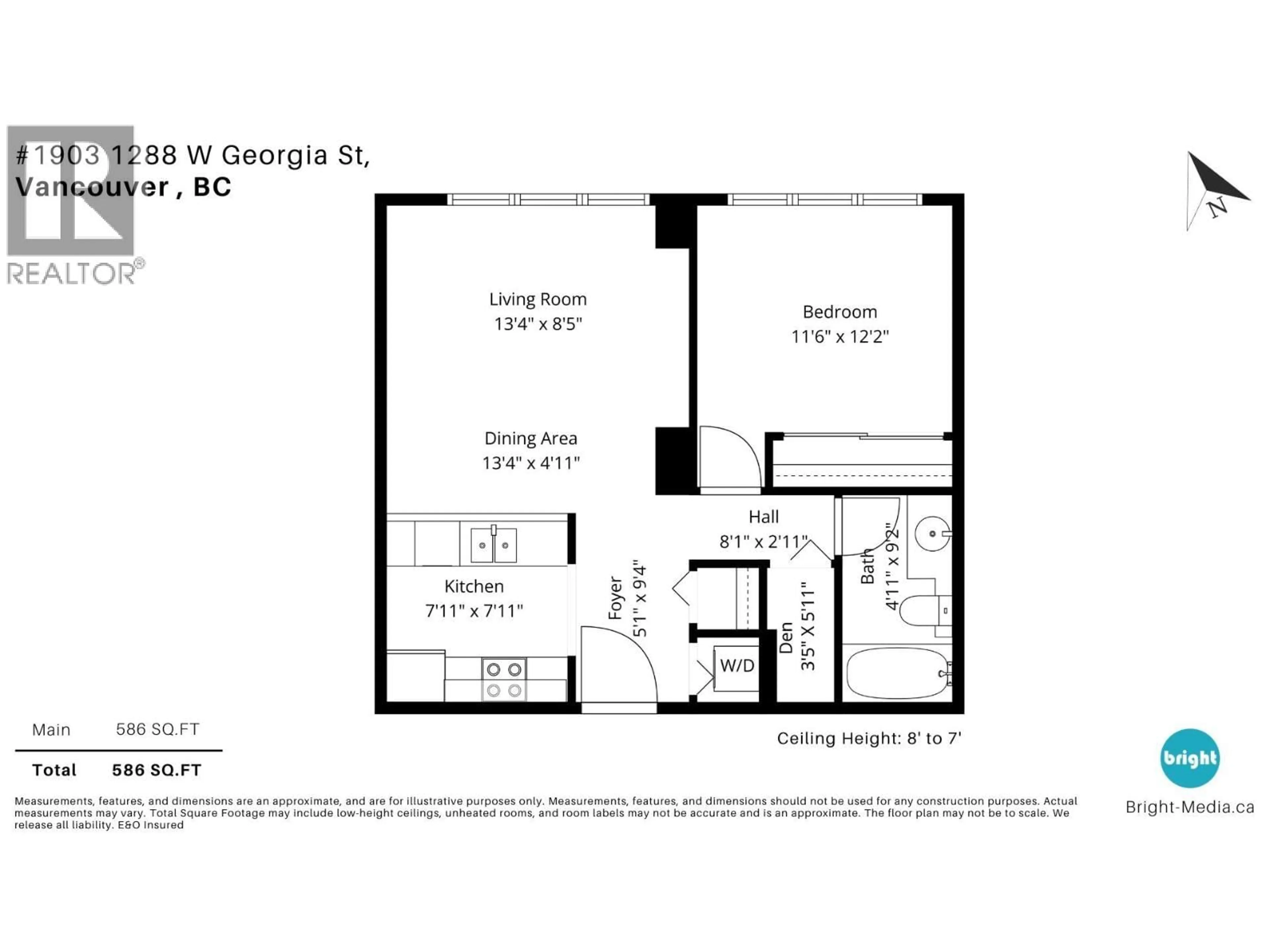 Floor plan for 1903 - 1288 GEORGIA STREET, Vancouver British Columbia V6E4R3