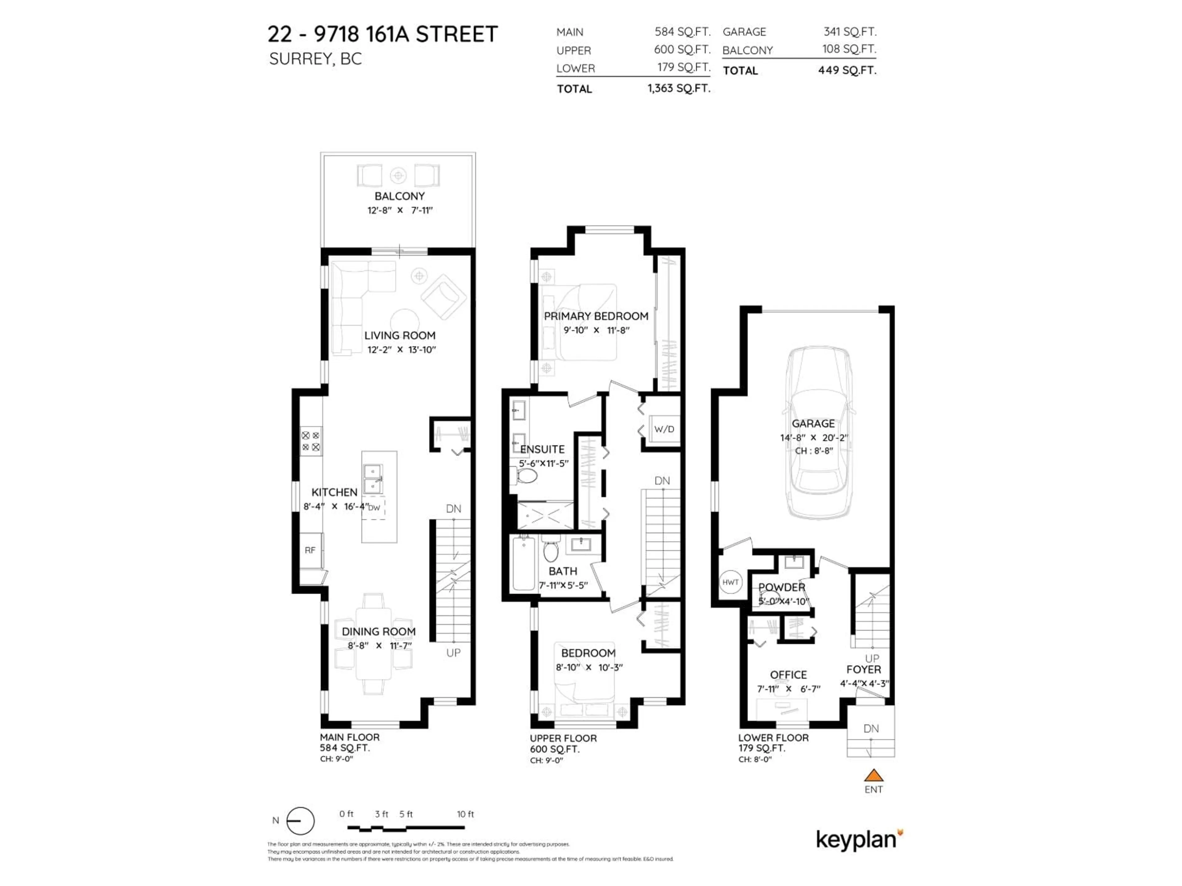 Floor plan for 22 - 9718 161A STREET, Surrey British Columbia V4N6S7