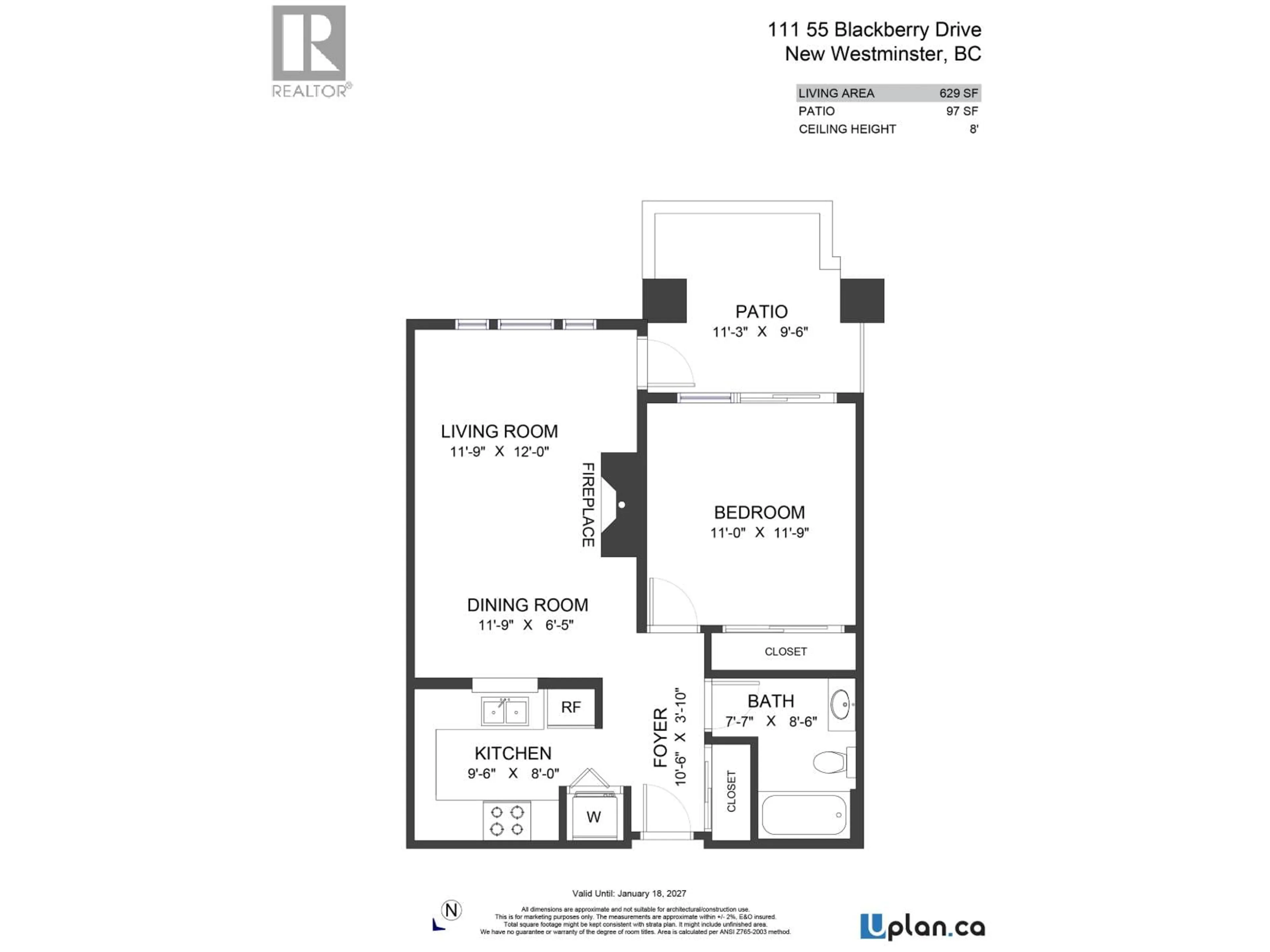 Floor plan for 111 - 55 BLACKBERRY DRIVE, New Westminster British Columbia V3L5S7
