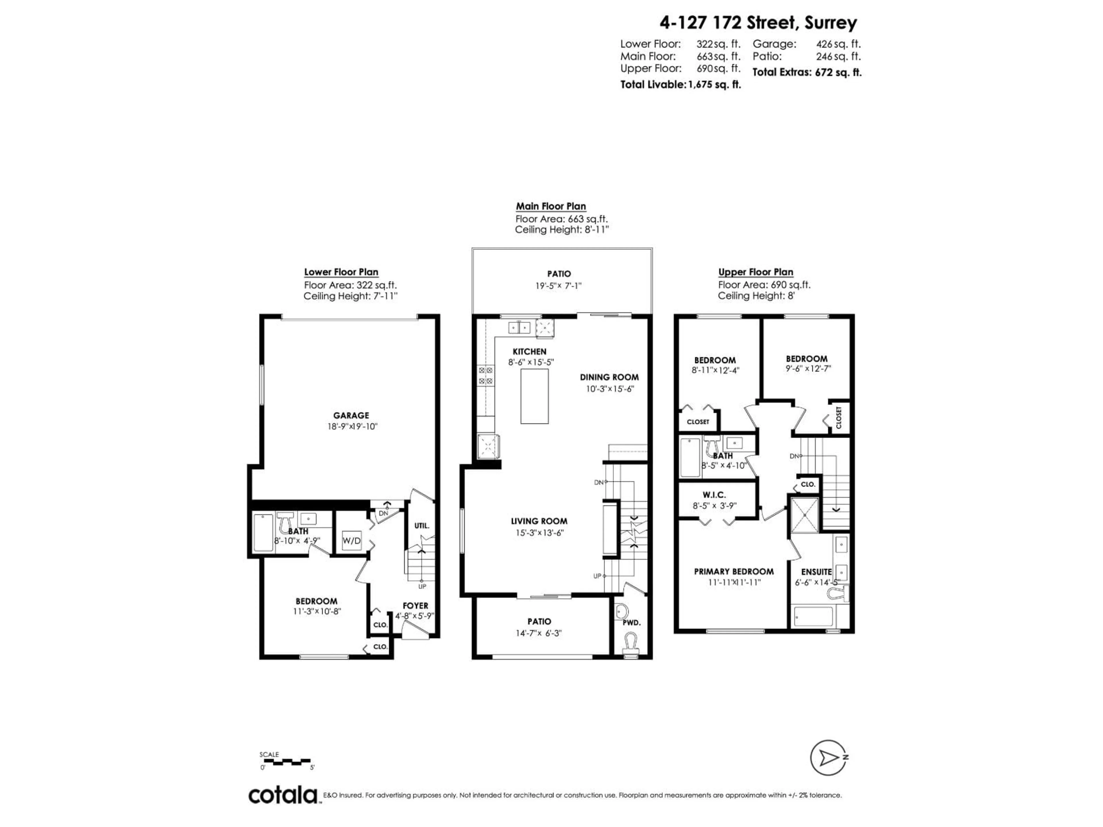 Floor plan for 4 - 127 172 STREET, Surrey British Columbia V3Z0W9