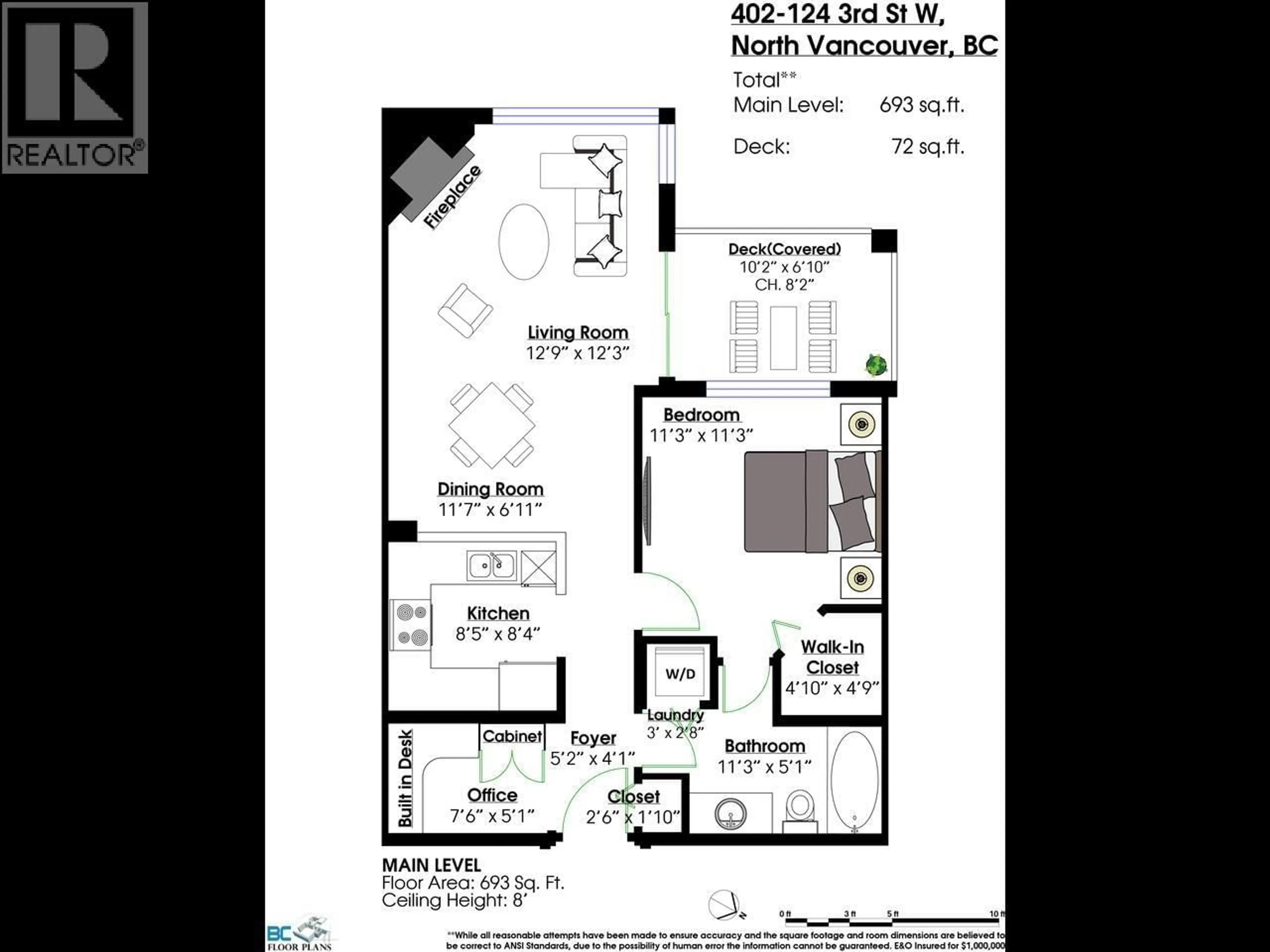 Floor plan for 402 - 124 3RD STREET, North Vancouver British Columbia V7M1E8