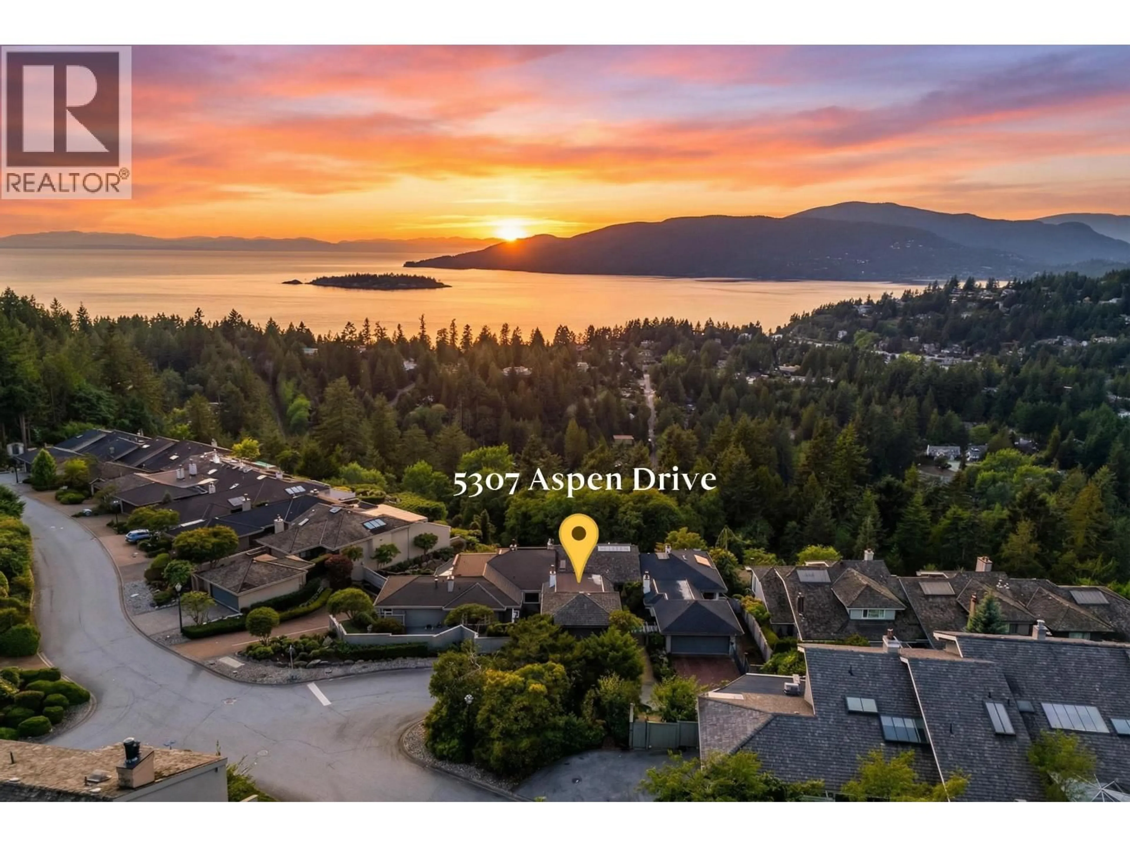 A pic from outside/outdoor area/front of a property/back of a property/a pic from drone, water/lake/river/ocean view for 5307 ASPEN DRIVE, West Vancouver British Columbia V7W3C8