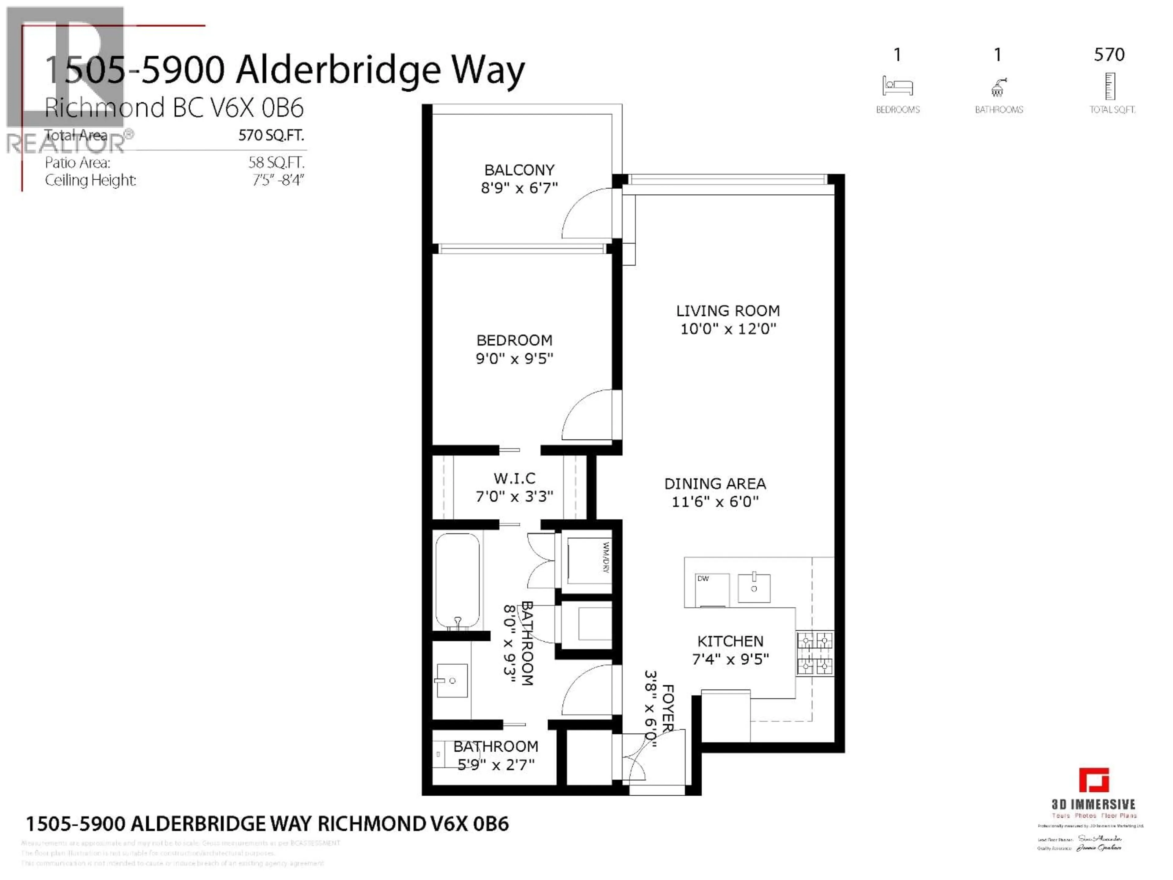 Floor plan for 1505 - 5900 ALDERBRIDGE WAY, Richmond British Columbia V6X0B6