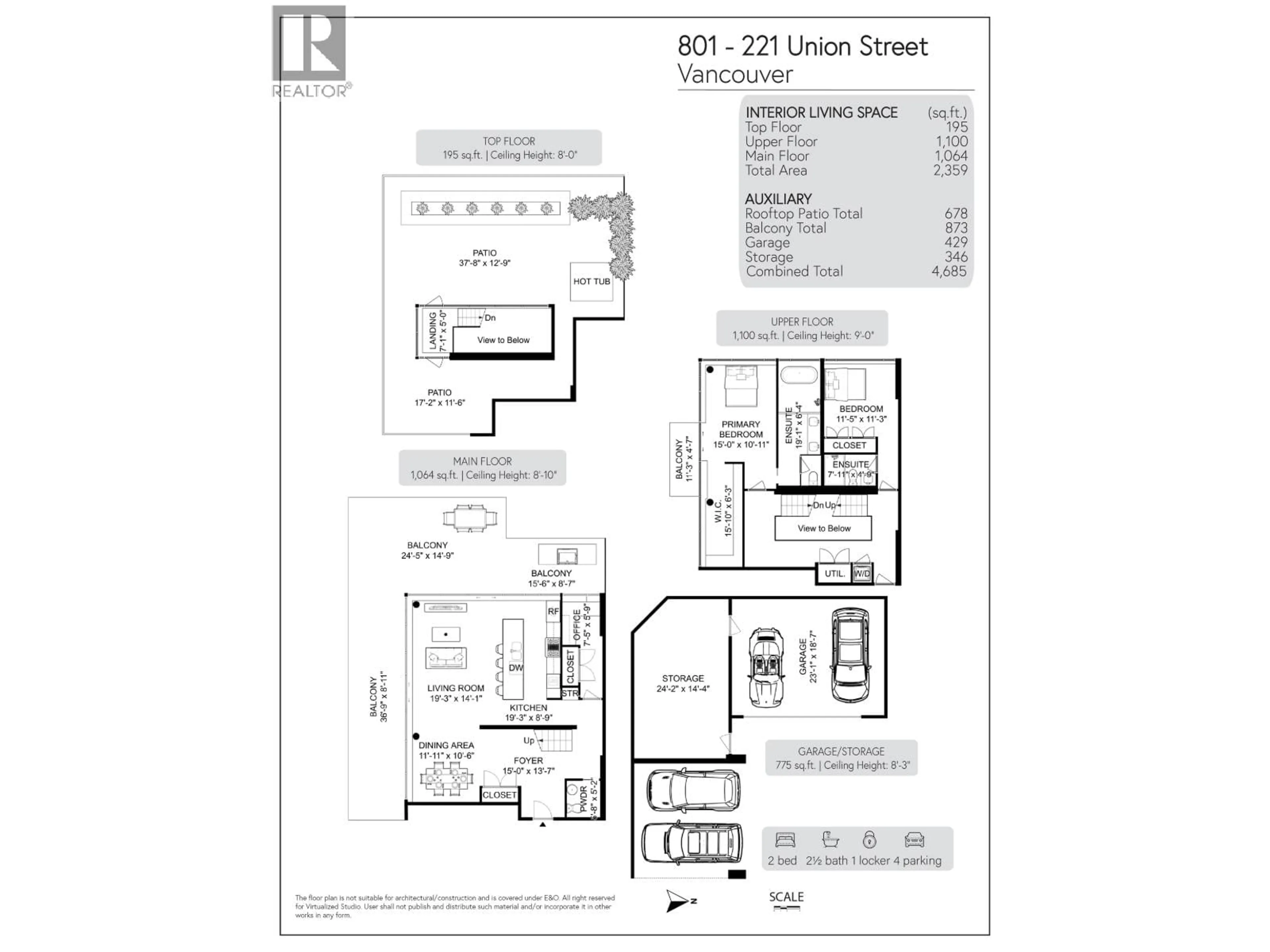 Floor plan for 801 - 221 UNION STREET, Vancouver British Columbia V6A0B4