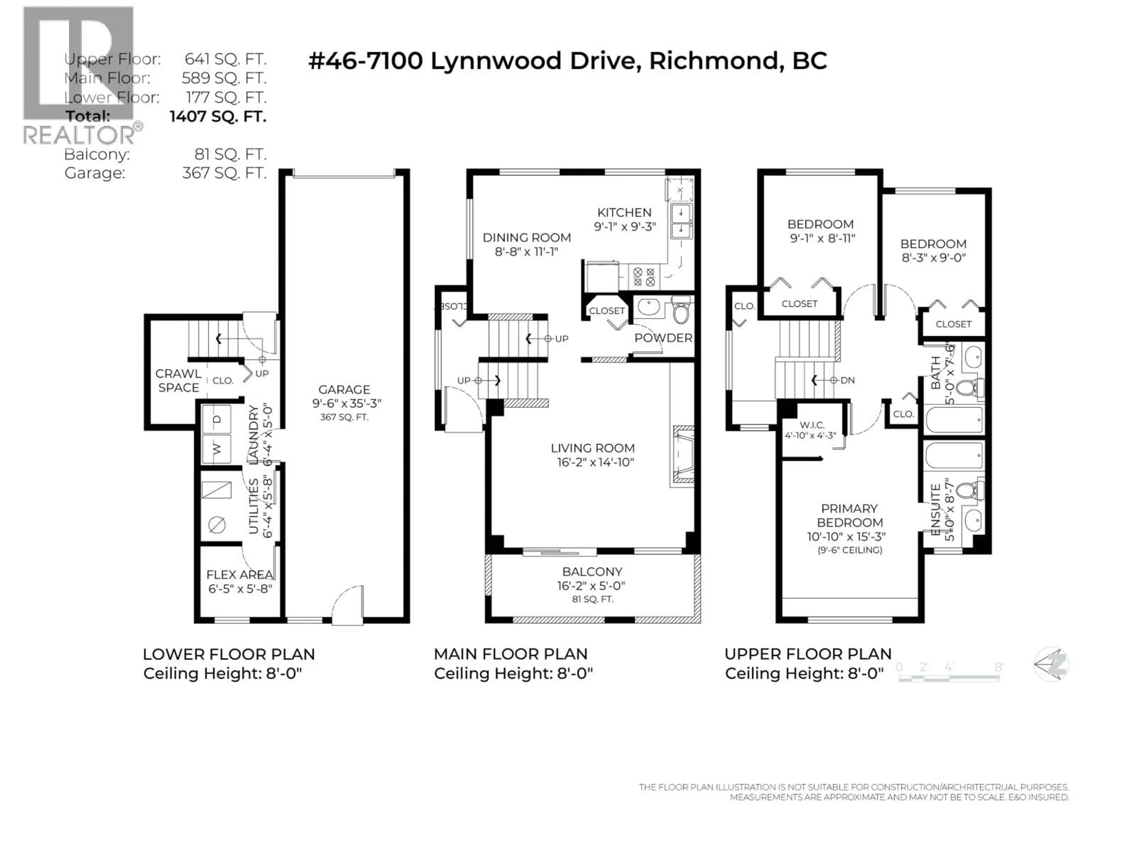 Floor plan for 46 - 7100 LYNNWOOD DRIVE, Richmond British Columbia V7C5S8
