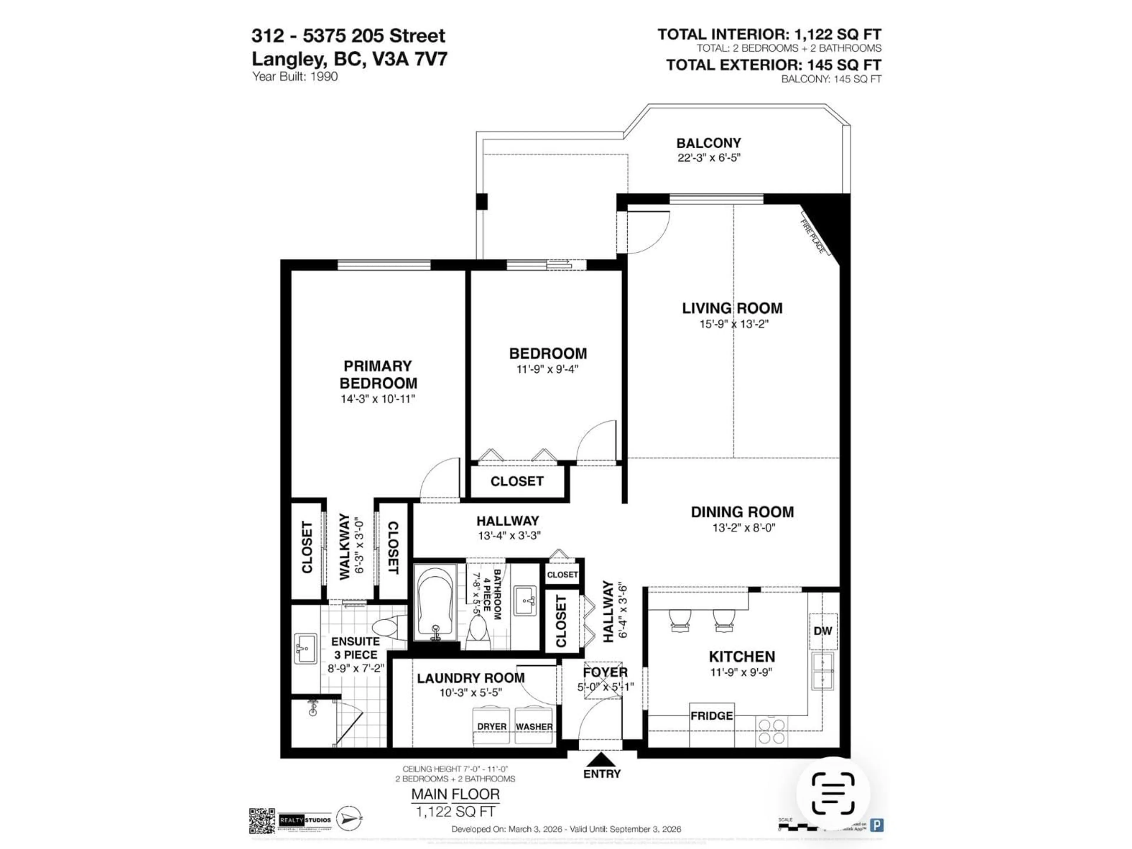 Floor plan for 312 - 5375 205 STREET, Langley British Columbia V3A7V7
