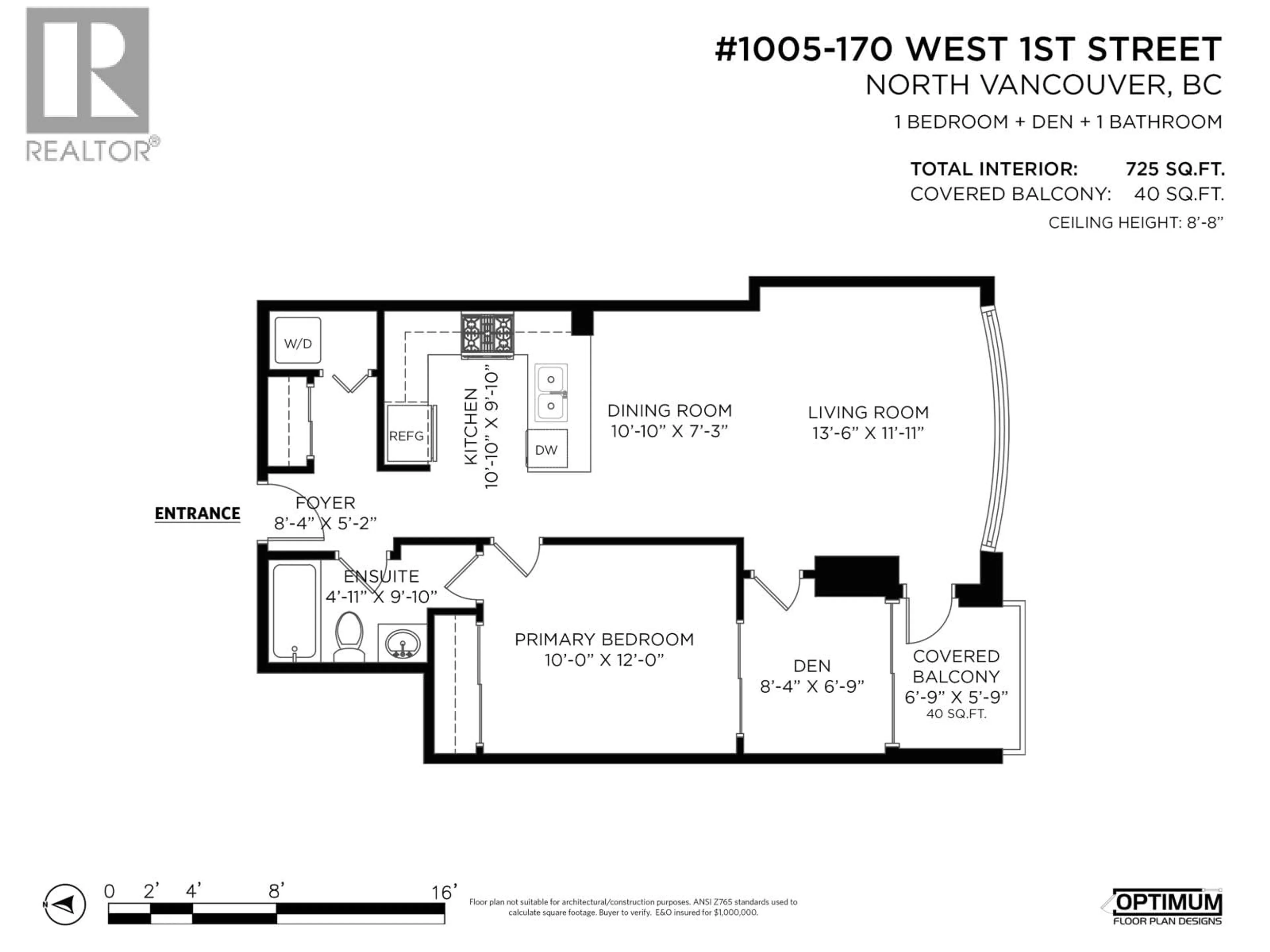 Floor plan for 1105 - 170 1ST STREET, North Vancouver British Columbia V7M3P2